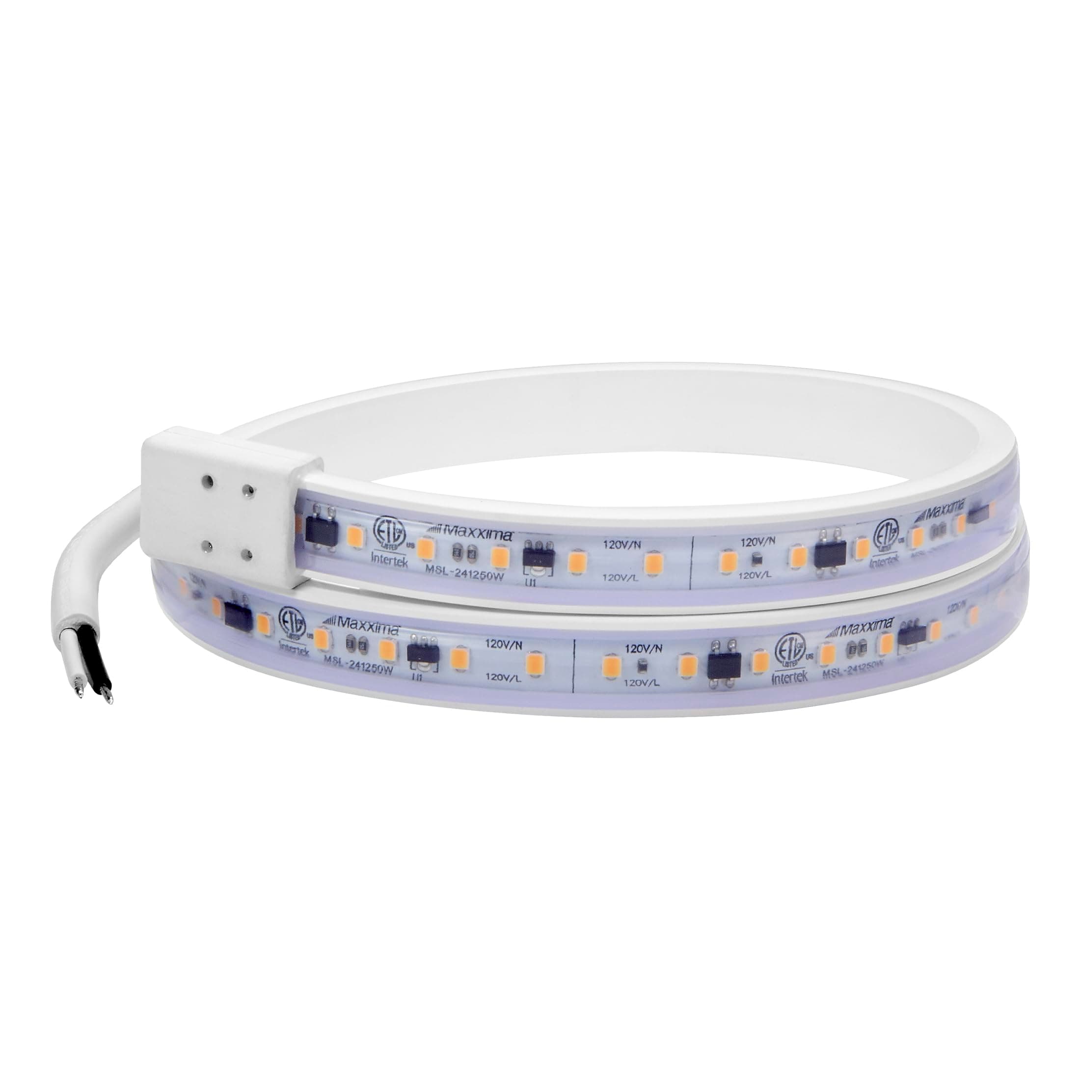 Maxxima 24 in. Hardwired LED Under Cabinet Strip Light, 920 Lumens, 3000K Warm White, Kitchen and Living Room 120V White Cove Lighting, No Power Supply Needed