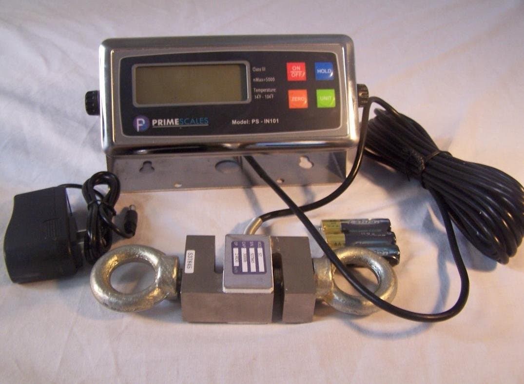 S Type Load Cell Crane Scale 1000 Lb X 0.1 Lb ST-1k with Digital Indicator 2 Eye Bolts and 20' Cable,New with Certificate of Calibration