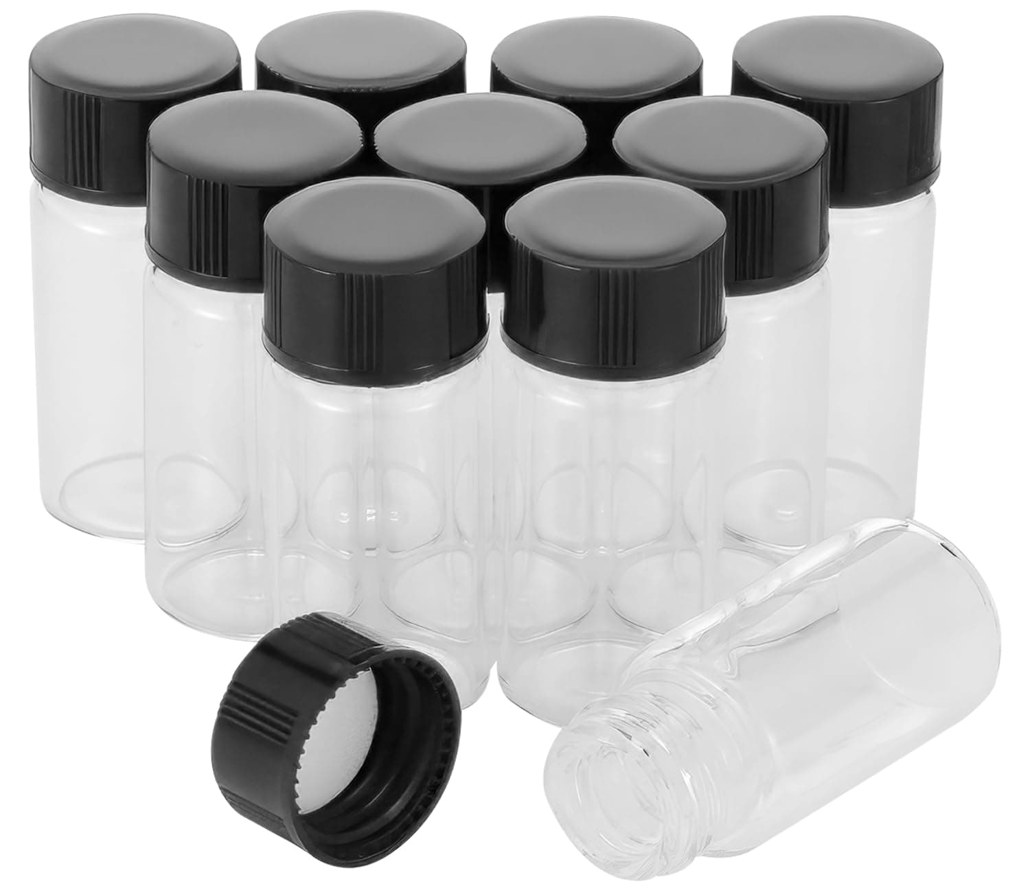 5ml Glass Clear Sample Bottles Screw Cap Lab Vials Supply Liquid Collection Container for Essential Oils Plastic Cap - Pack of 10