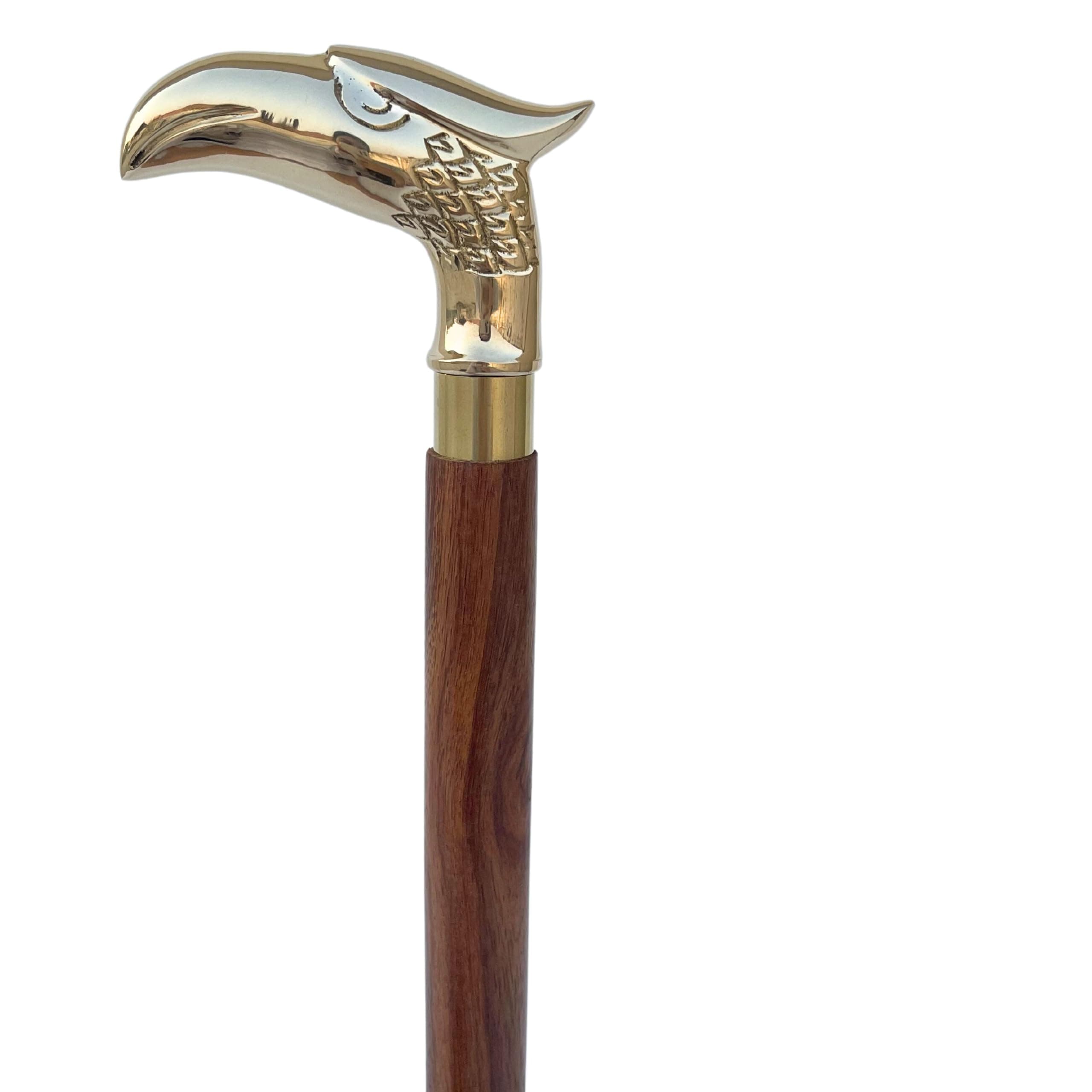 Eagle Walking Stick - Rare Eagle Head Wooden Cane Walking Stick for Men and Women - Canes and Walking Sticks with Metal Brass Handle by SABKraft