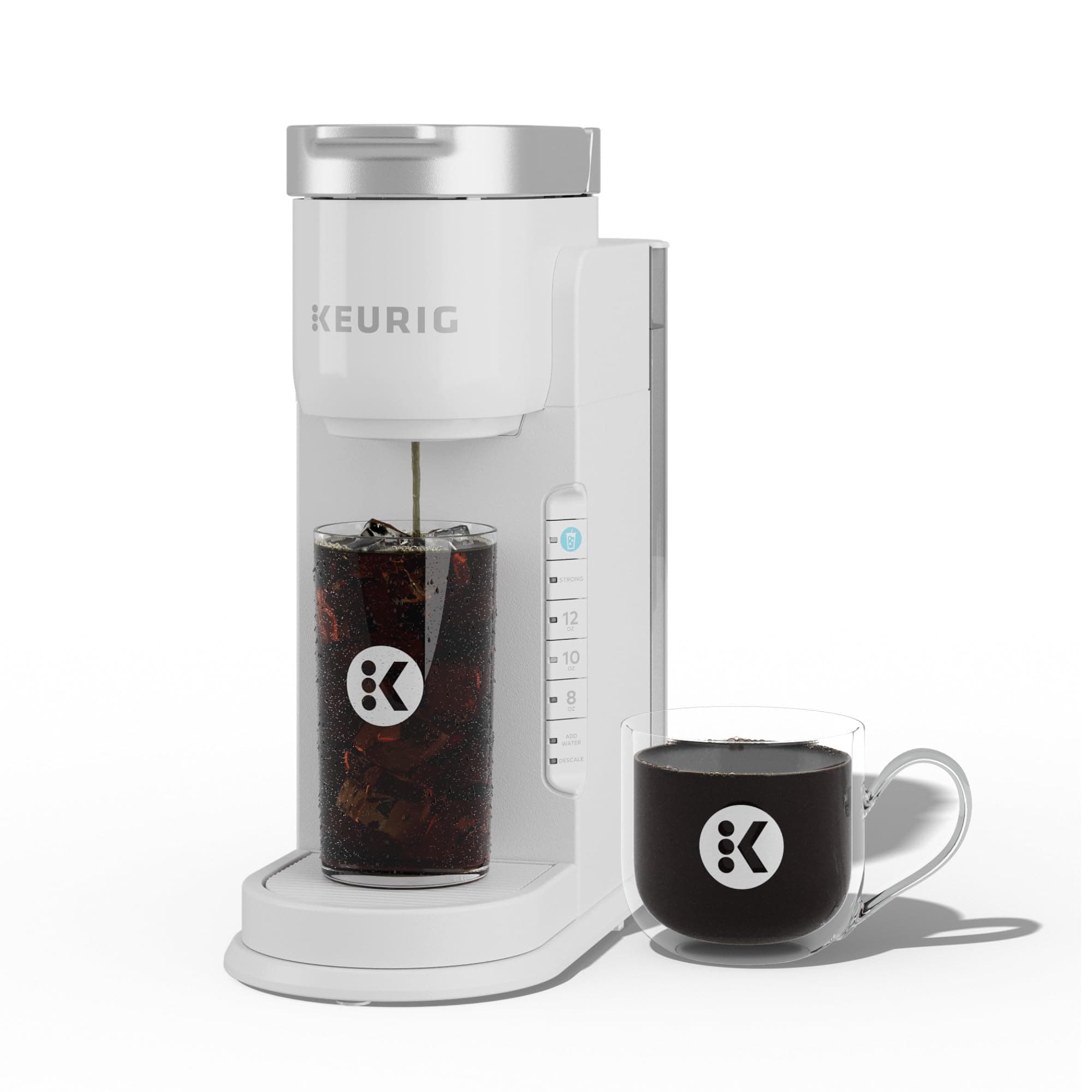 K-Iced Coffee Maker, Single Serve K-Cup Pod Iced Coffee Maker, With Hot and Cold Coffee Capabilities, Brews Any K-Cup Pod, White