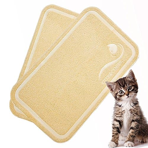 Kittycentric Cat Litter Mat with Scatter Control- Extra Large 35.4x23.5, Creamy Beige (2-Pack)