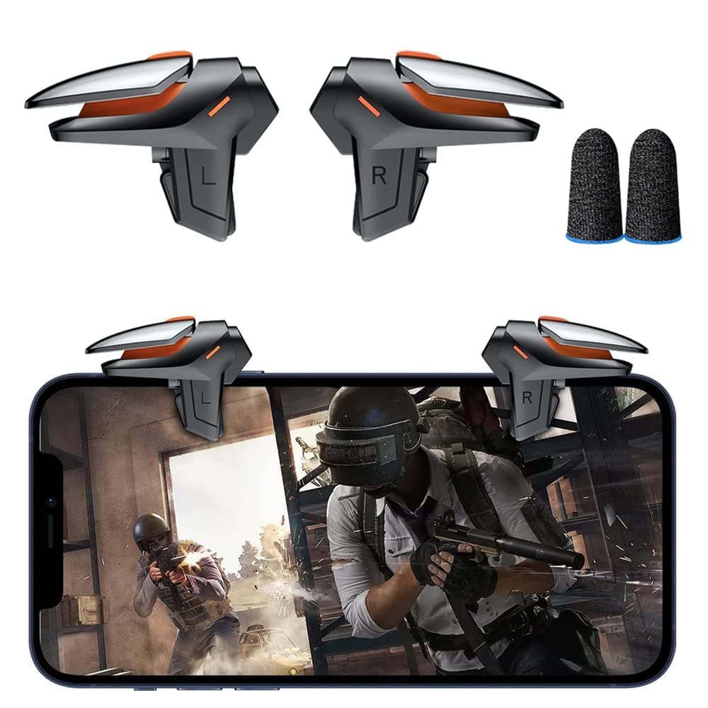 neotimely Mobile Game Trigger, Mobile Gaming Controller for PUBG Mobile, Sensitive Shoot and Aim Trigger, PUBG Mobile Triggers, Compatible with Android and iPhone (With 2 Pcs Finger Sleeves)