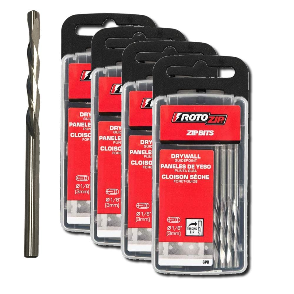 1/8'' Guide Point Drywall Router Bits for Cutout Tools, ROTO ZIP - GP8-32/PACK