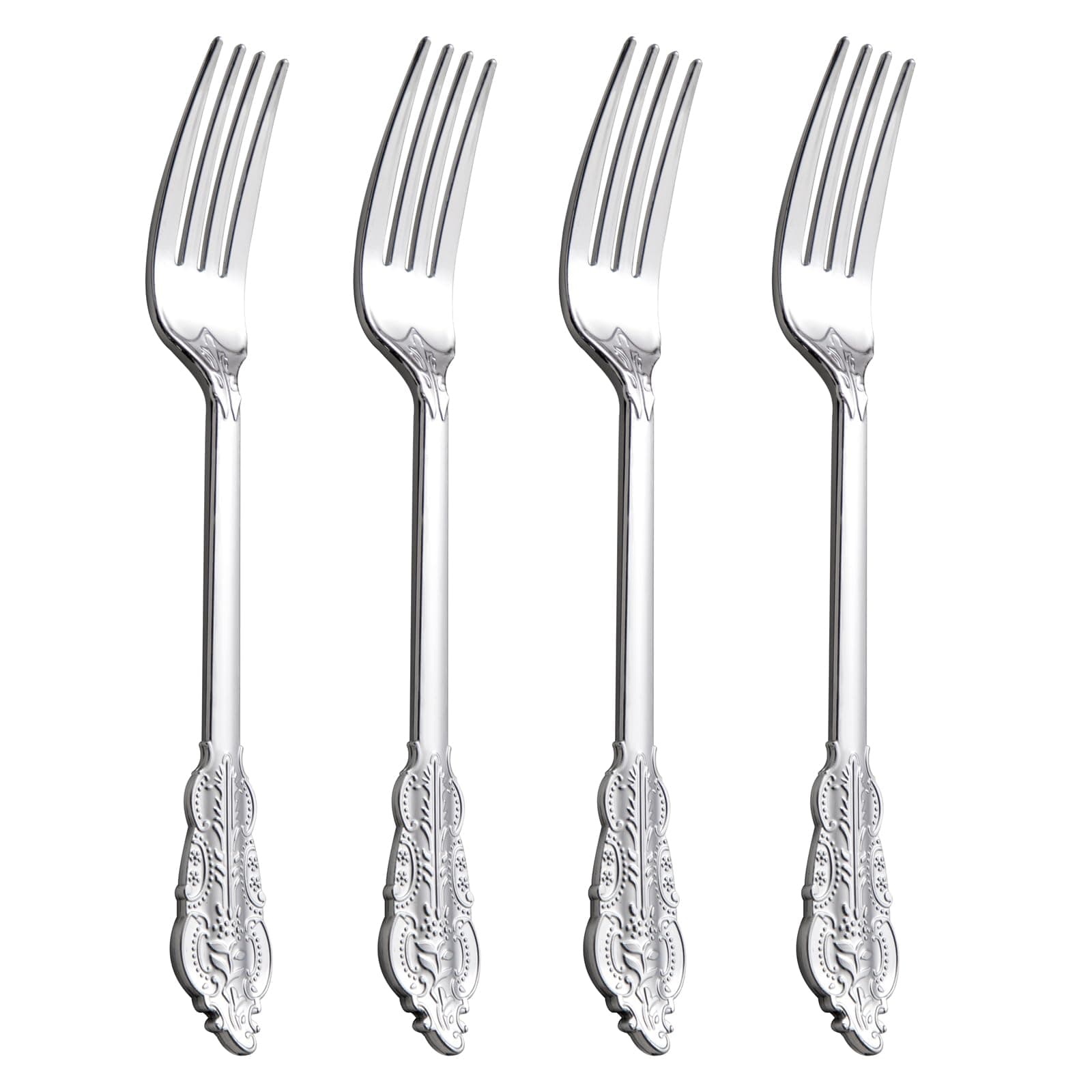 YOUBET 300Pack Disposable Silver Plastic Forks, Solid and Durable Plastic Cutlery Forks, Heavy Duty Disposable Utensil Silverware for Catering, Parties, Dinners, Weddings