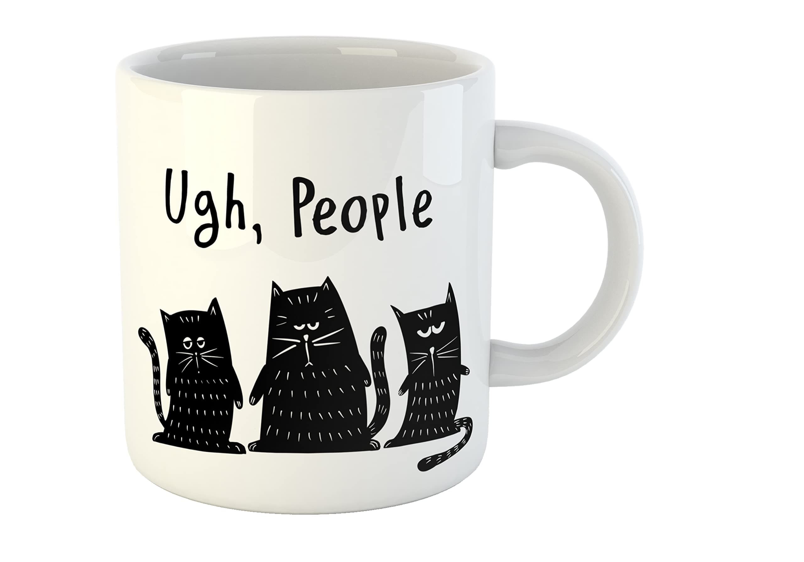 Ugh People Ceramic Cat Coffee Mug (White)