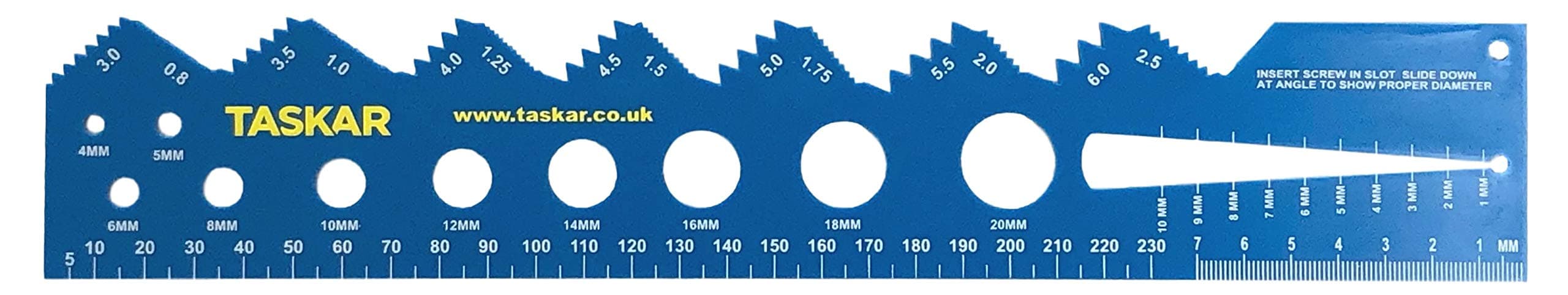 Taskar Screw Diameter & Thread Pitch Gauge Ruler (Metric)