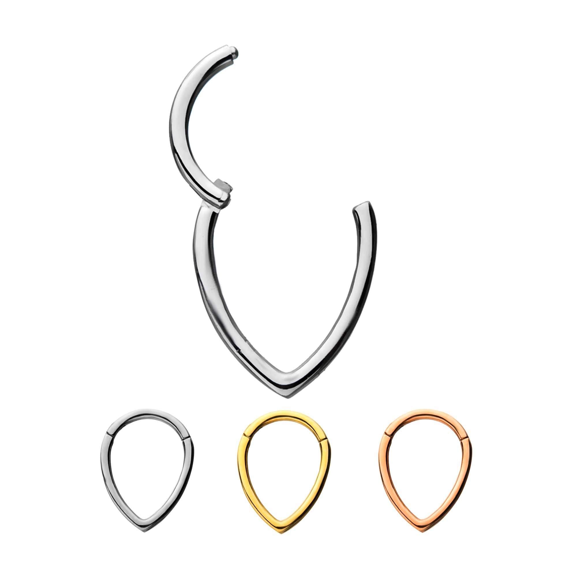 Pierced Owl - 16G Tear Drop Stainless Steel Hinged Segment Ring for Septum, Lip, Eyebrow, and Ear Piercings