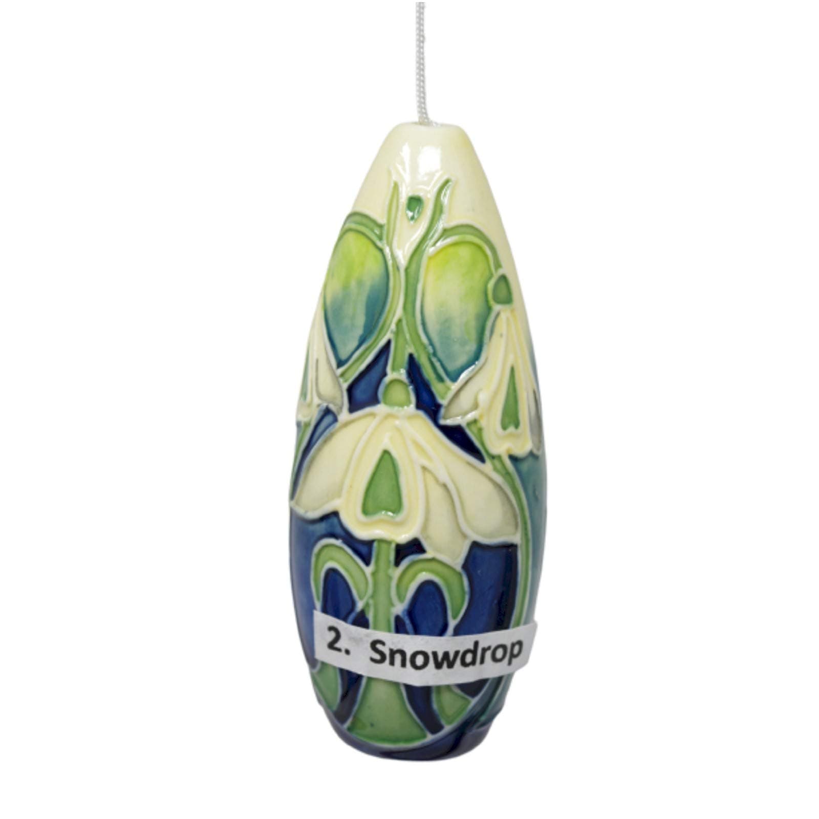 Barrel Light Pull Designed by Jeanne Mcdougall Ceramic Blind Handle Tube Lined Pottery Snowdrop Design