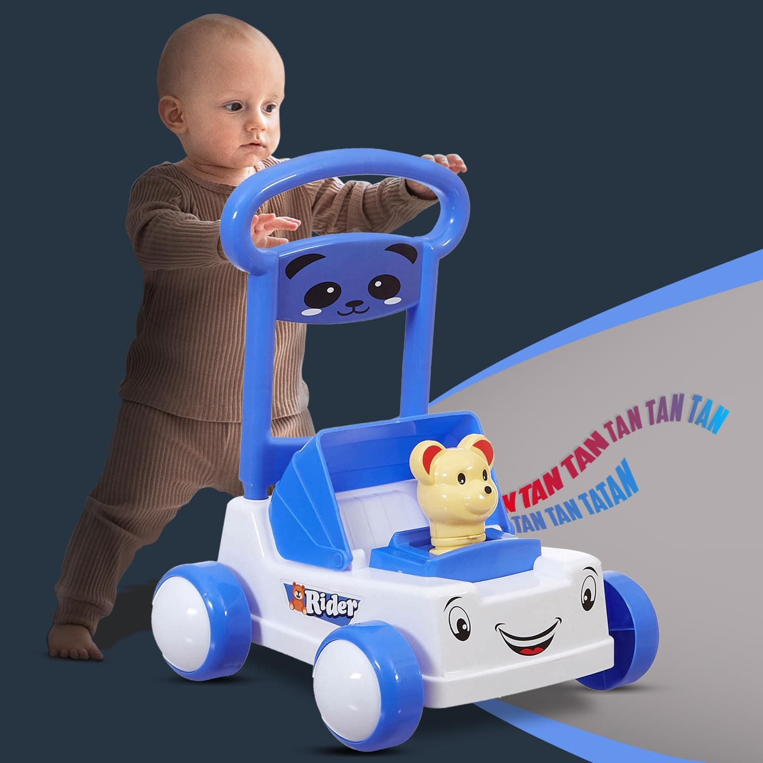 Dash First Step Baby Sit-to-Stand Activity Walker, Baby Push Walker (9-18 Months, White)