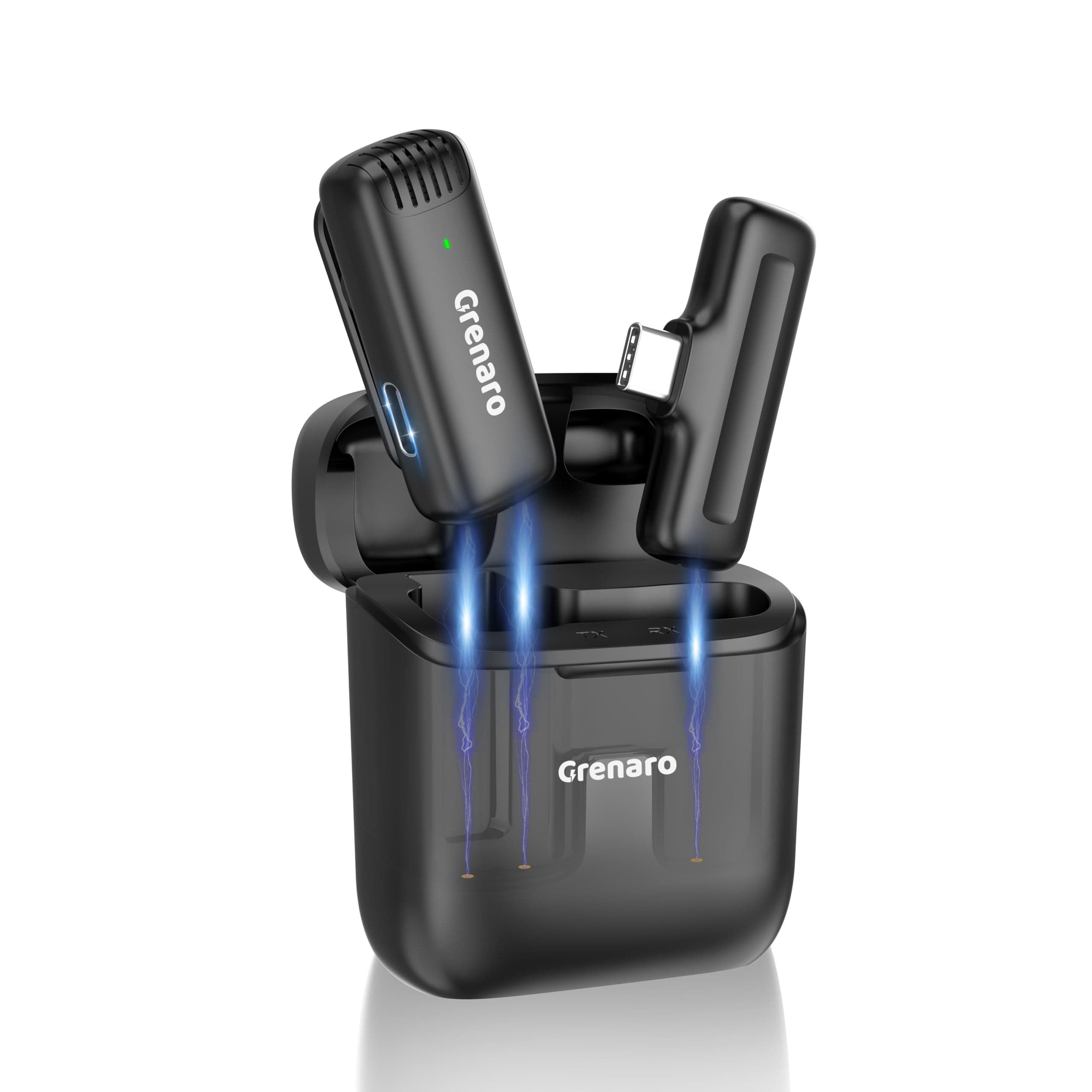 J13 Wireless Mic, Noise Reduction Lapel Mic with Charging Case, Wireless Mic for Video Recording, YouTube, Facebook, Support System for Type C & iPhone