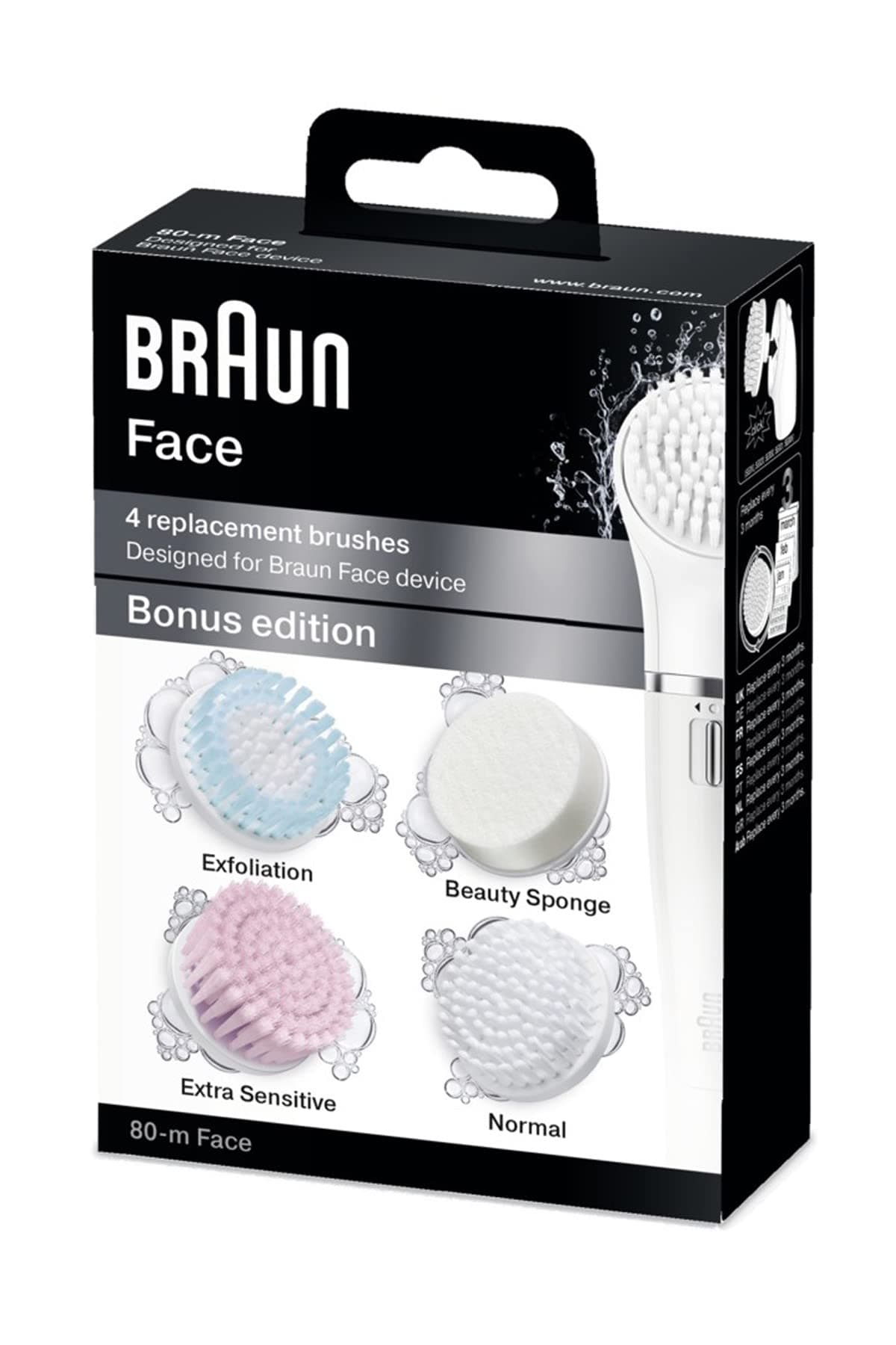 Braun Face Brush and Sponge Refills 80-m Face - Pack of 4