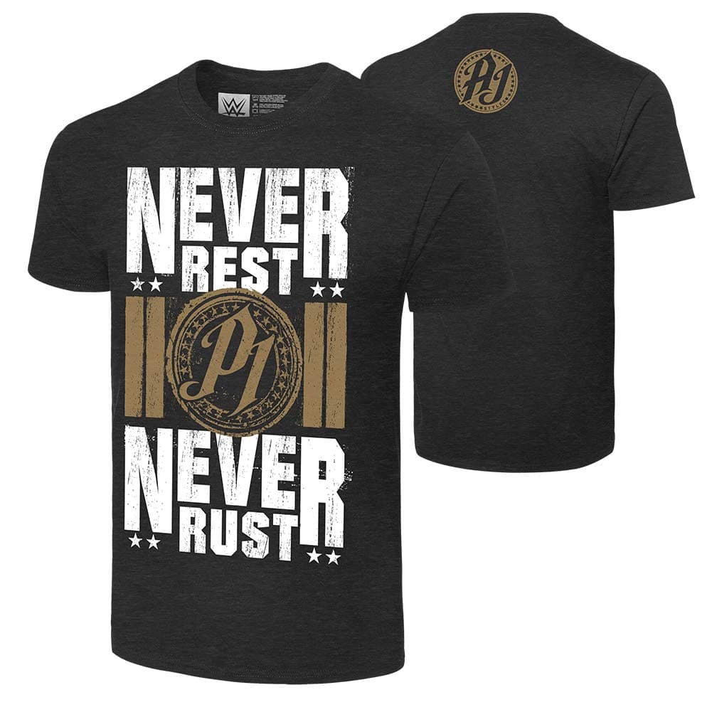 WWE AJ Styles Never Rest, Never Rust Authentic T-Shirt, XL
