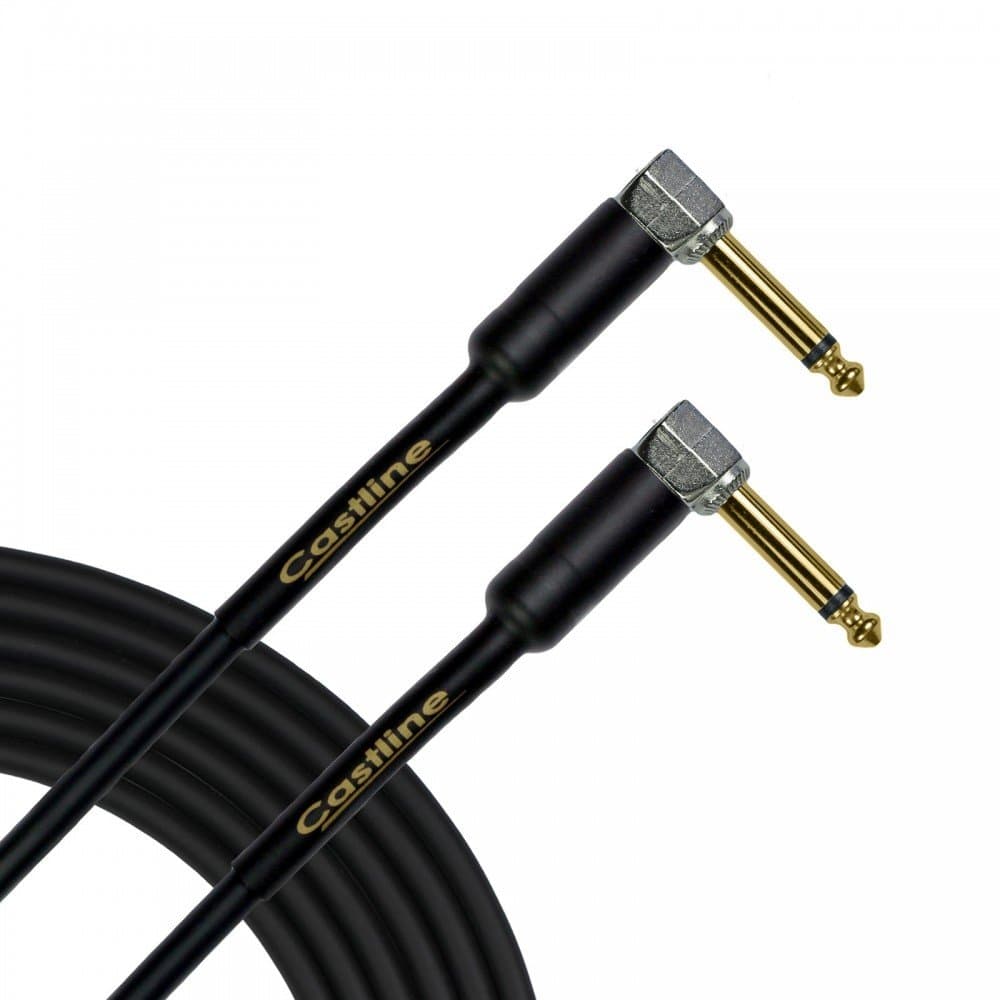 2 Ft Castline Gold 1/4" TS Right Angle to 1/4" TS Right Angle Unbalanced Patch Cable Mogami 2524