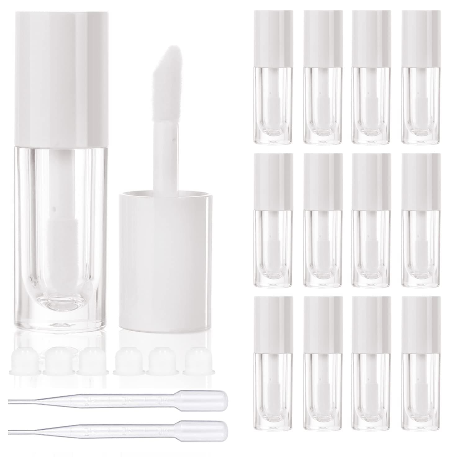 COSIDEA 14pcs Empty 6ml big brush lip gloss tubes for DIY lip gloss,White lipgloss containers