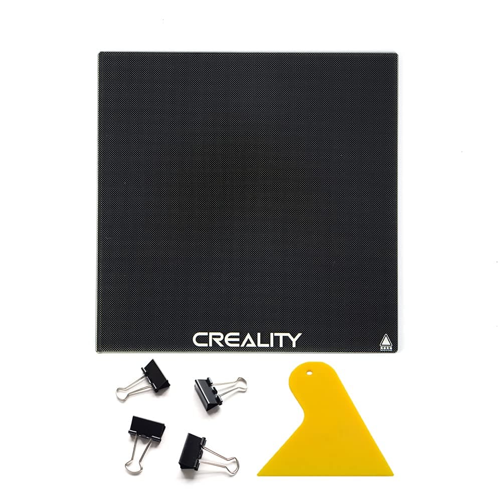 Lokkr Creality Upgraded 3D Printer Platform Tempered Glass Bed with 4 Binder Clips, Removal Tool, 310x310x4mm, CR-10/Cr-10s/Cr-10 V2 Upgraded Build Plate Printing Surface for Heated Bed