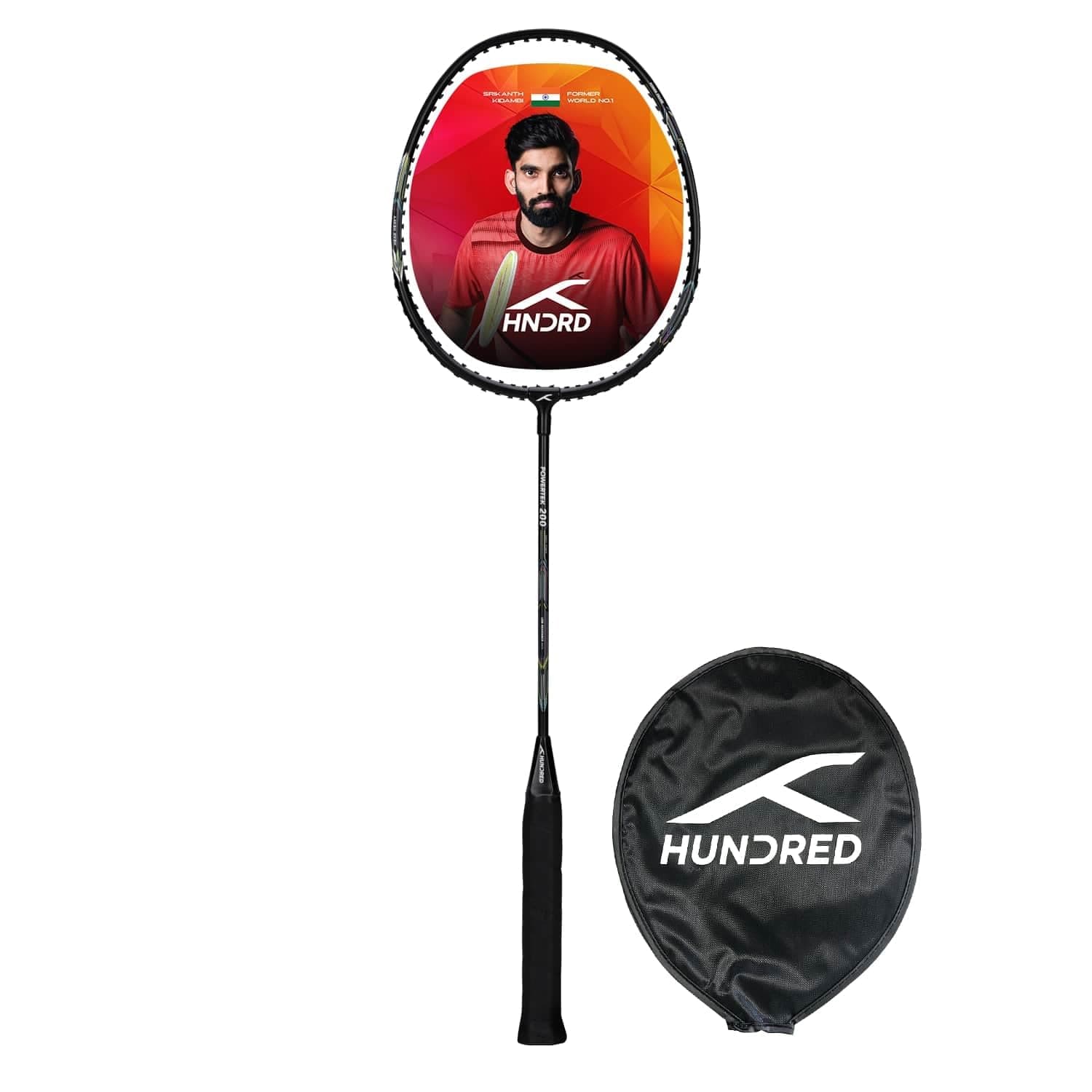 HUNDRED Powertek 200 PRO Graphite Strung Badminton Racket with Full Racket Cover
