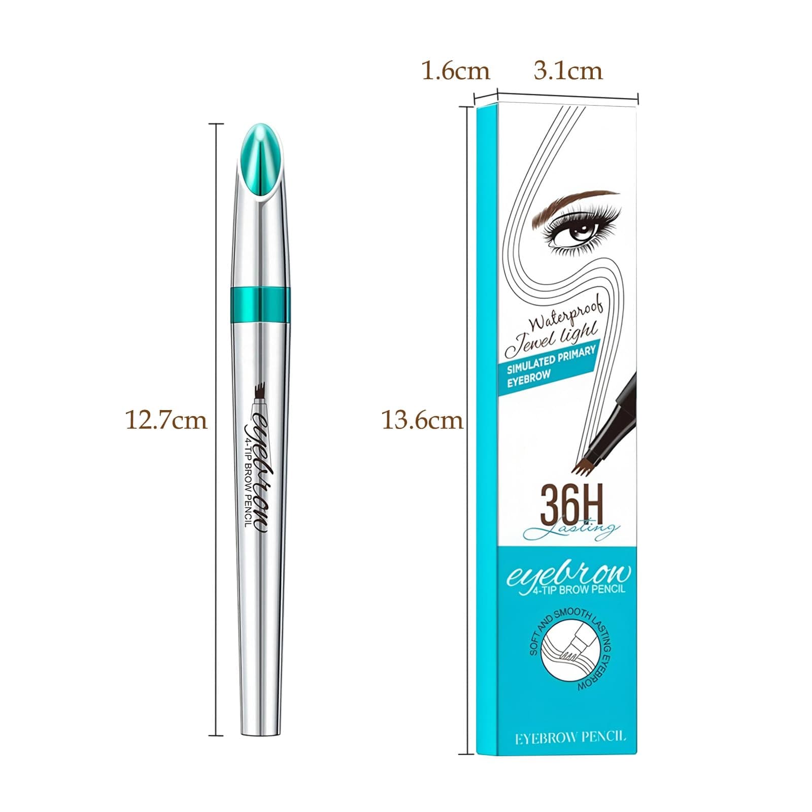 2PCS 4D Eyebrow Pen with Fork Tip – Long-Lasting, Waterproof & Sweatproof Brow Marker with Razor – Natural Look Brow Pencil for Women, Black & Brown