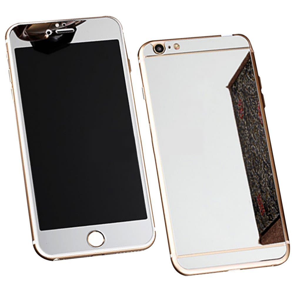 Zoetec iPhone 6 Front and Back Mirror Tempered Glass Full Cover HD Protector for iPhone X,8,8 Plus,7, 7 Plus, 6 6 Plus Mirror Tempered Glass (iPhone 6, Silver)