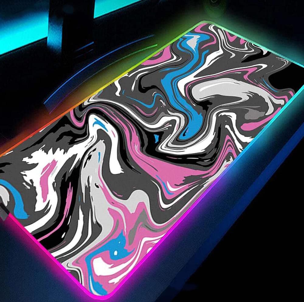 Mouse Pads Art Strata Liquid RGB Gaming Mouse Pad Computer LED Gamer Mouse Pad Large Backlit Non-slip Desk Mat 800x400x4mm