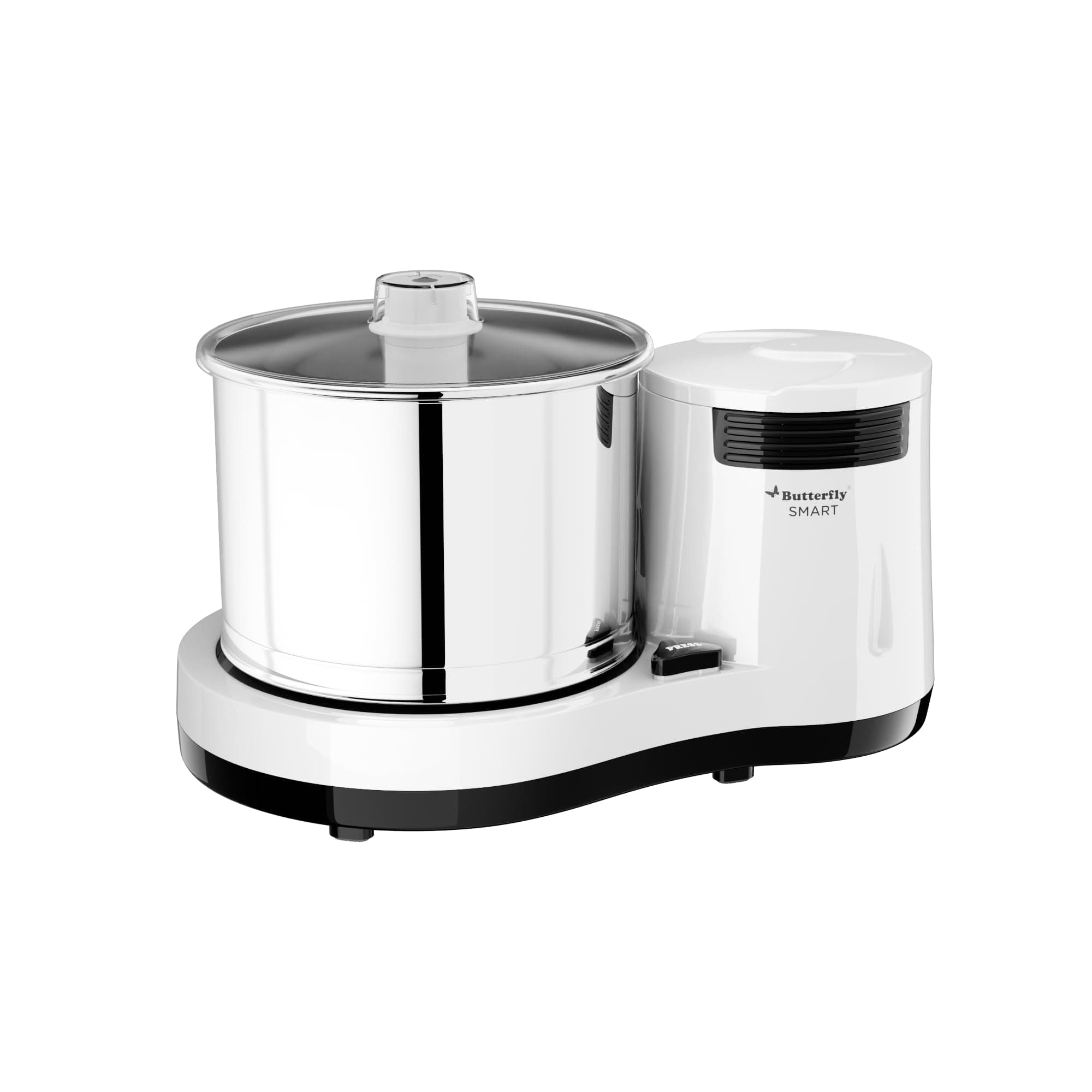 Smart 2 Litres Table-Top Wet Grinder|150 Watts|Shockproof ABS Body| Coconut Scrapper Attachment|2 stones with 4-Way Grinding| Stainless Steel Drum | 2 Years Manufacturer's Warranty | White