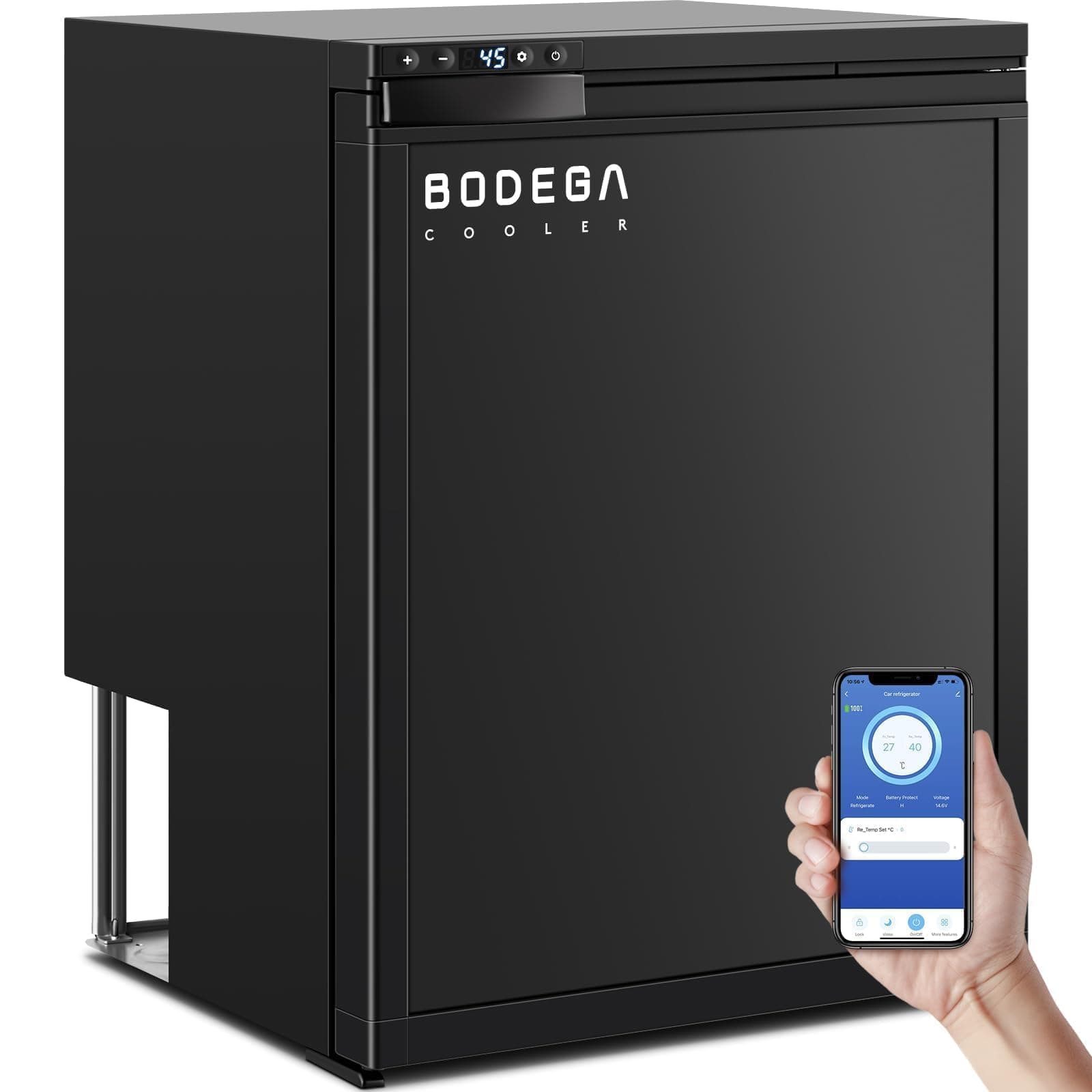 BODEGA BODEGACOOLER 12 Volt Refrigerator, RV Refrigerator APP Control, 65L(2.3cu.ft.) RV Fridge Freezer, Car Refrigerator with Lock, (4℉-46℉) Travel Compressor Cooler 12/24V DC for Truck, RV, Camping