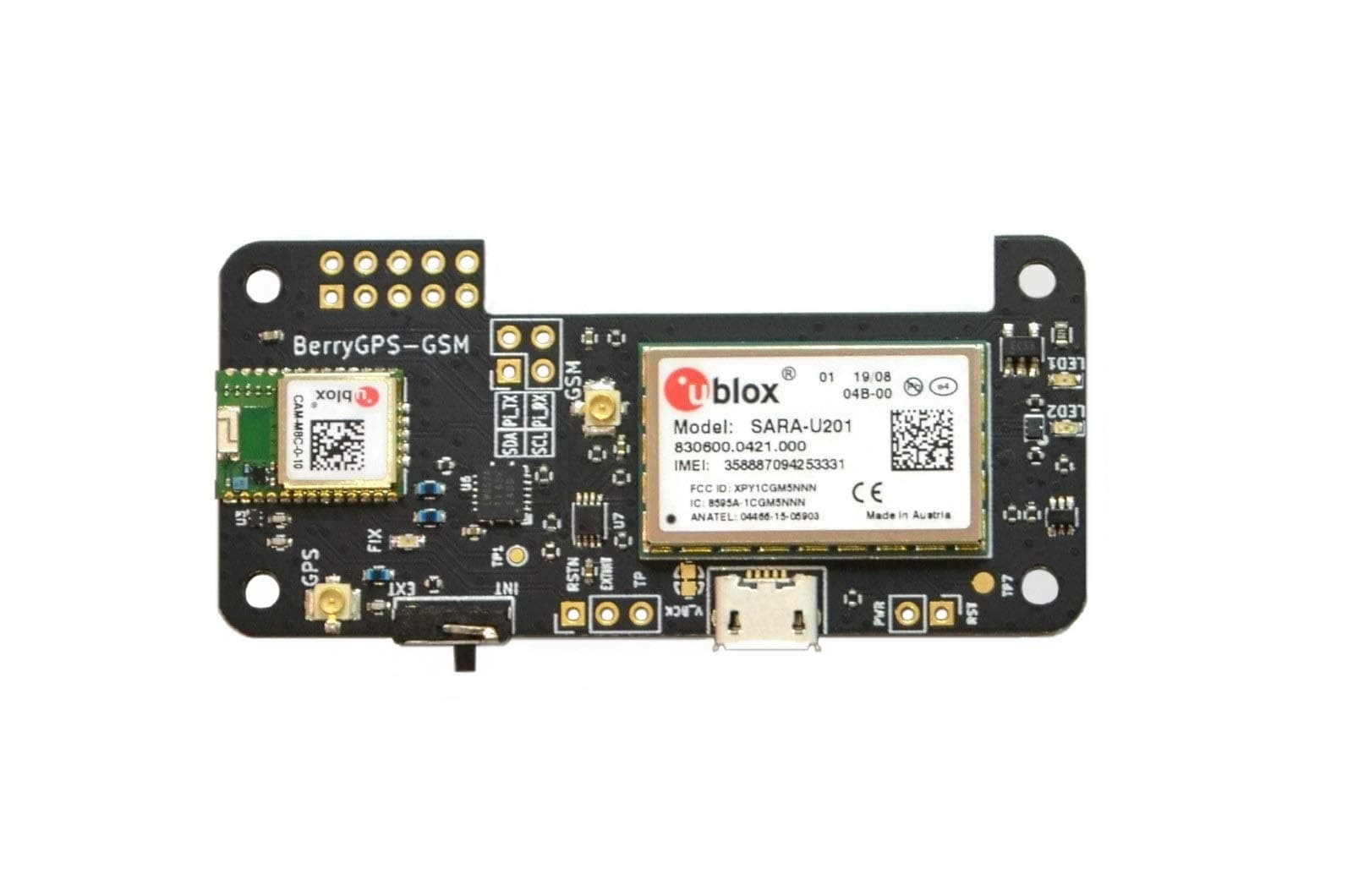 BerryGPS-GSM - Global 3G/2G Cellular Modem with GPS + SIM for The Raspberry Pi