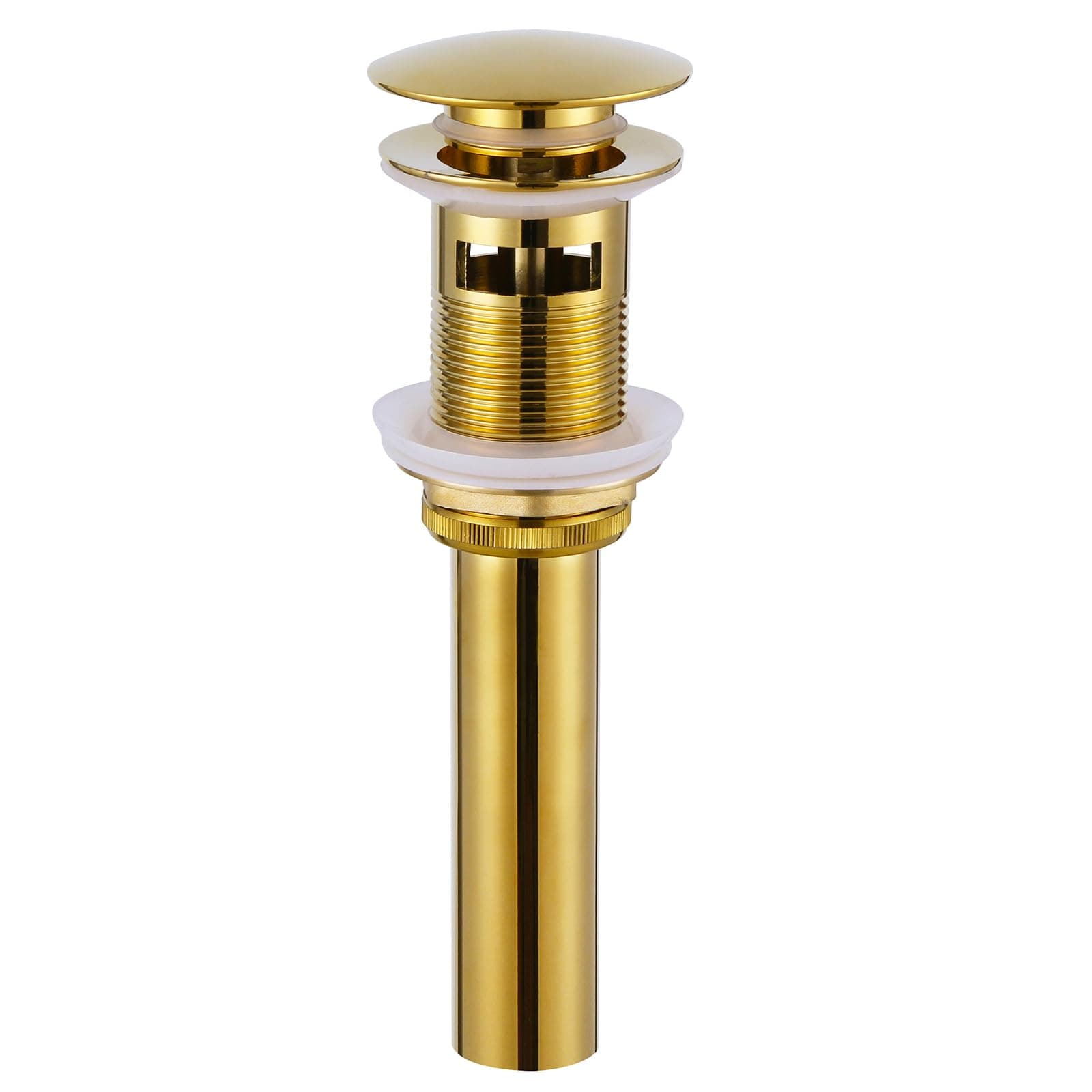 Angle Simple Bathroom Sink Drain Stopper Glossy Deep Titanium Gold Color, Brass Pop Up Sink Stopper with Overflow Hole for Sink with 1.61 to 2 Inches Drain Hole