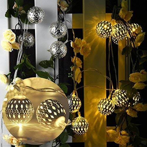 20 led moroccan globe metal string lights