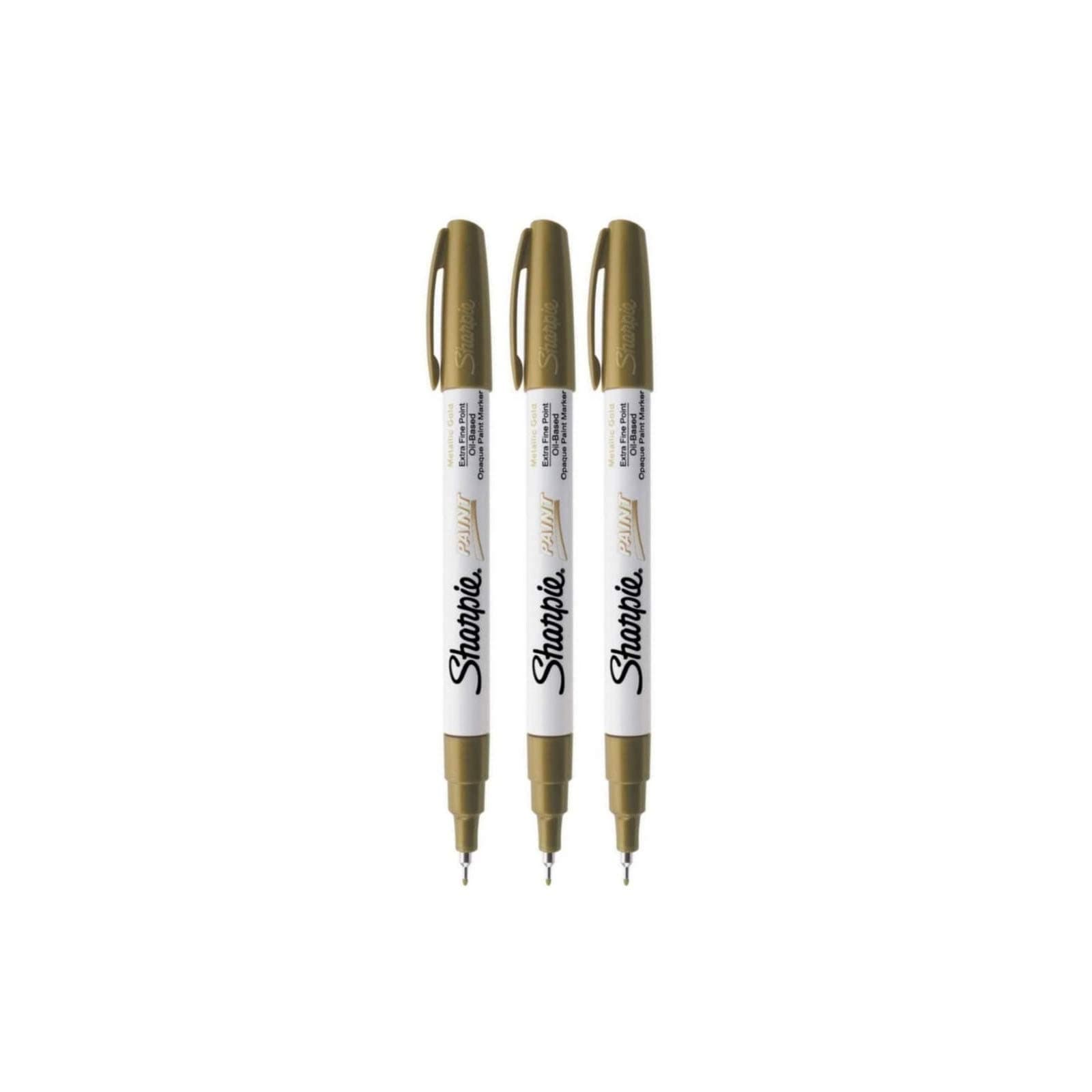Oil-Based Paint Marker, Extra Fine Point, Gold Ink, Pack of 3