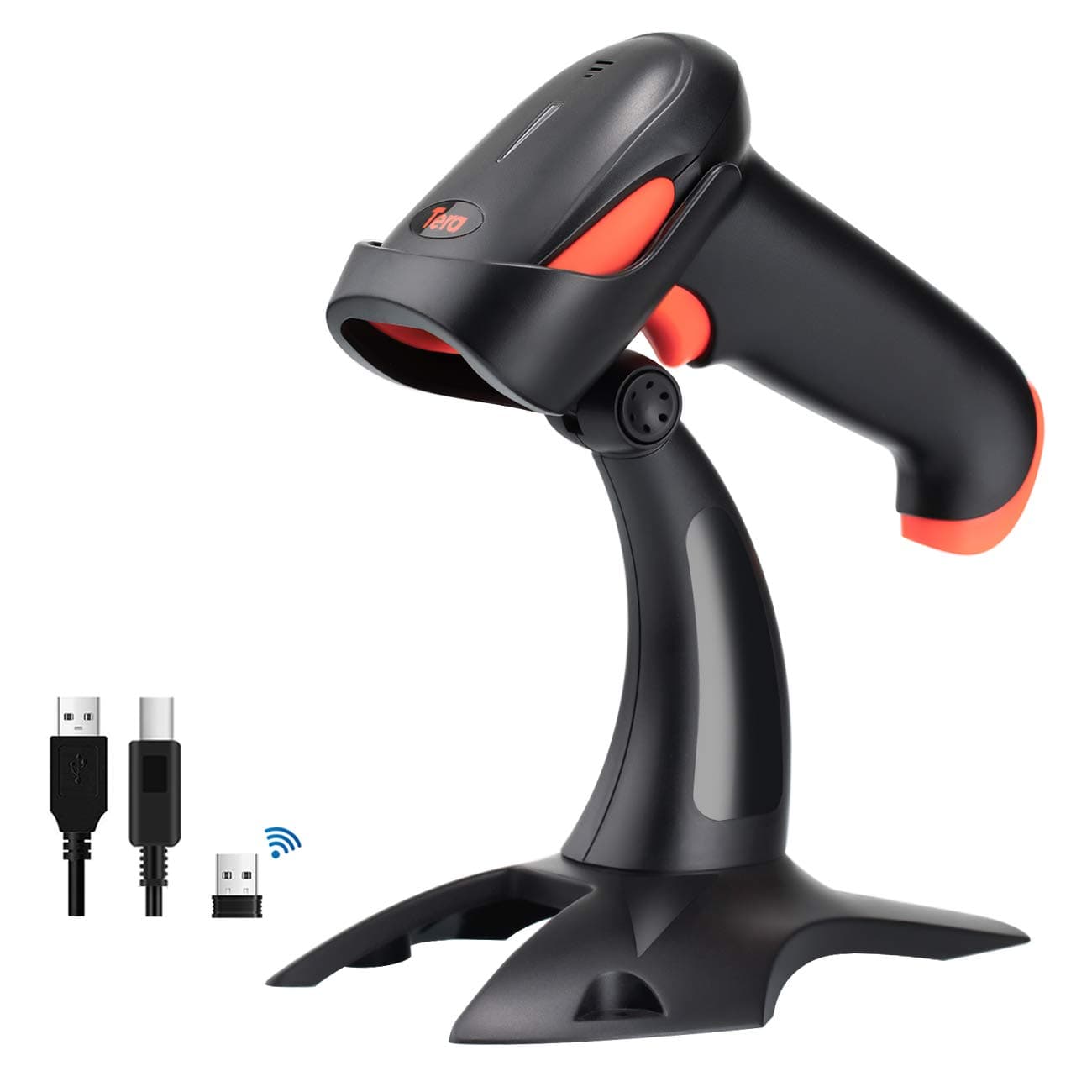 Tera Wireless 2D QR Barcode Scanner with Stand, 3 in 1 Compatible with Bluetooth & 2.4GHz Wireless & USB Wired Barcode Reader Handheld Bar Code Reader HW0001