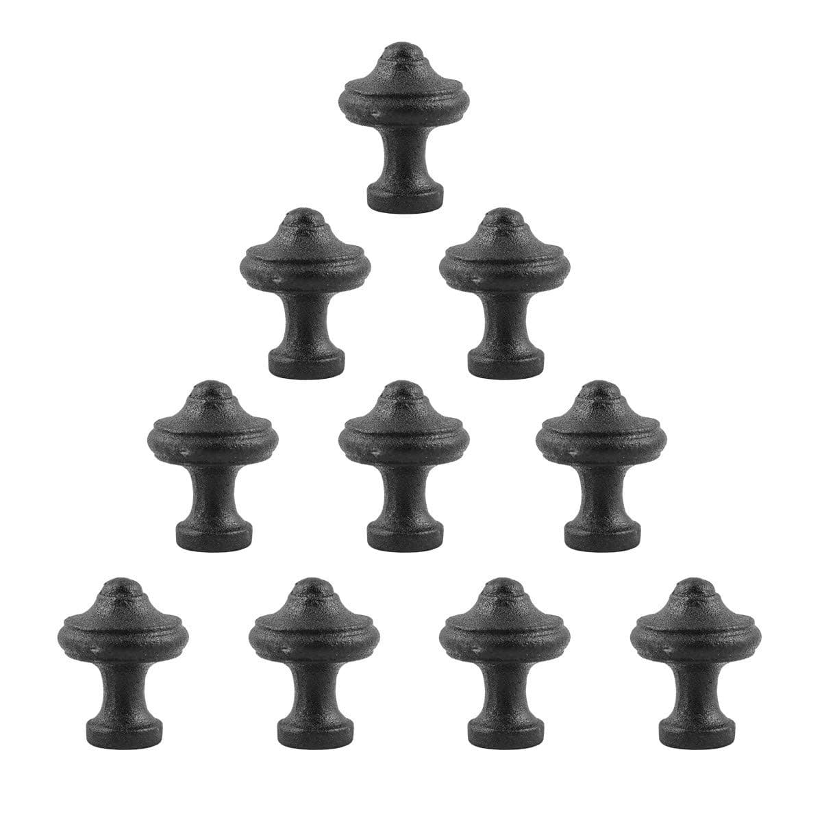 Renovators Supply Manufacturing Cabinet Knobs 1 in. Round Black Cast Iron Cabinet Handles with Mounting Hardware Kitchen Cabinet Handles Pack of 10