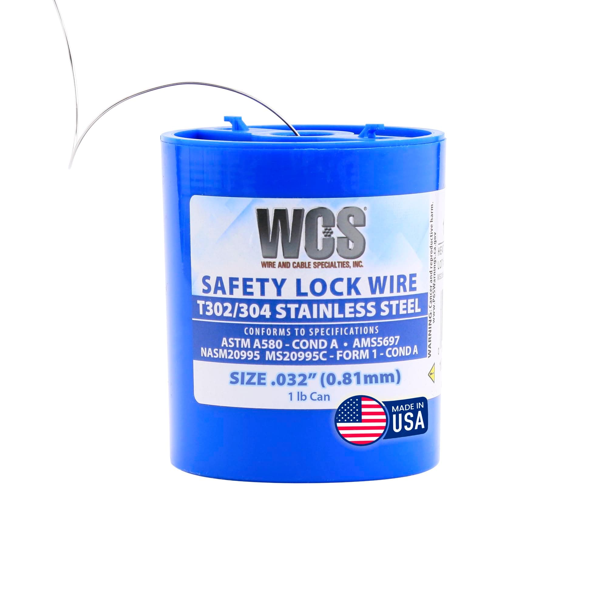 Special Wire Cable MC0320-1#D Safety Wire MS20995C32 .032" (0.81mm), 1lb (0.45kg) Container, Approximately 362 Feet (50 m)