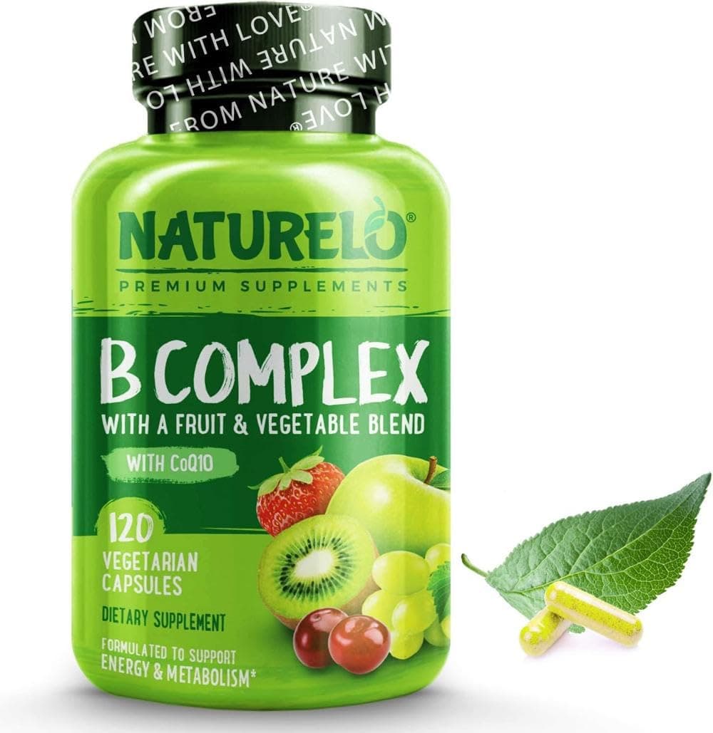 B-Complex (One Daily) - Food-Based Blend - All B Vitamins - Vitamin B6, Folate, B12, Biotin, Niacin, CoQ10 - Best Natural Supplement for Energy - 120 Vegan Capsules | 4 Month Supply