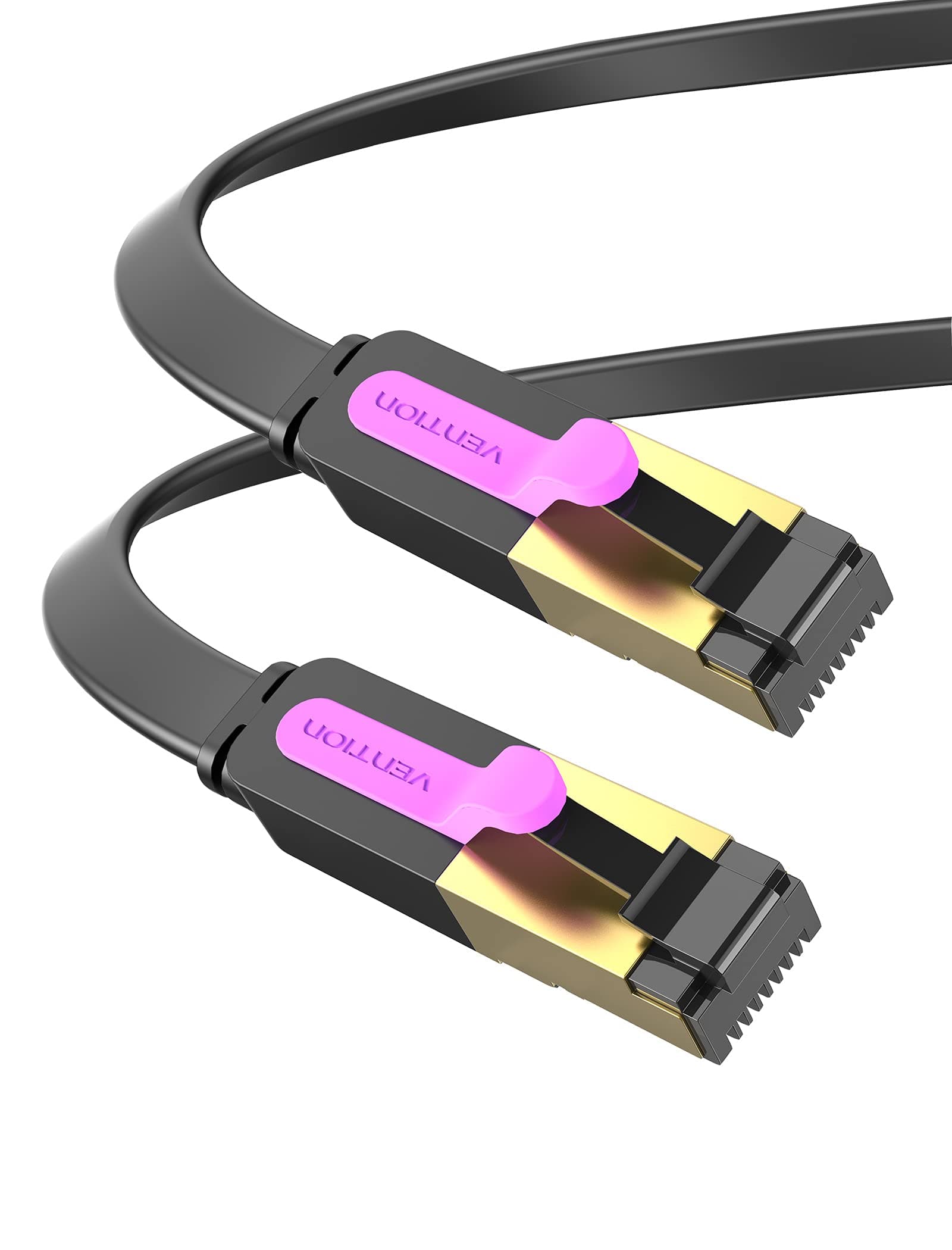 VENTION CAT 7 RJ45 Ethernet Flat Cable, High-Speed Patch Cord 10Gbps @600MHz/s STP, Compatible for Switch, Router, Modem, Patch Panel, Access Point, Patch Fields (Flat Patch Cable, 1m)