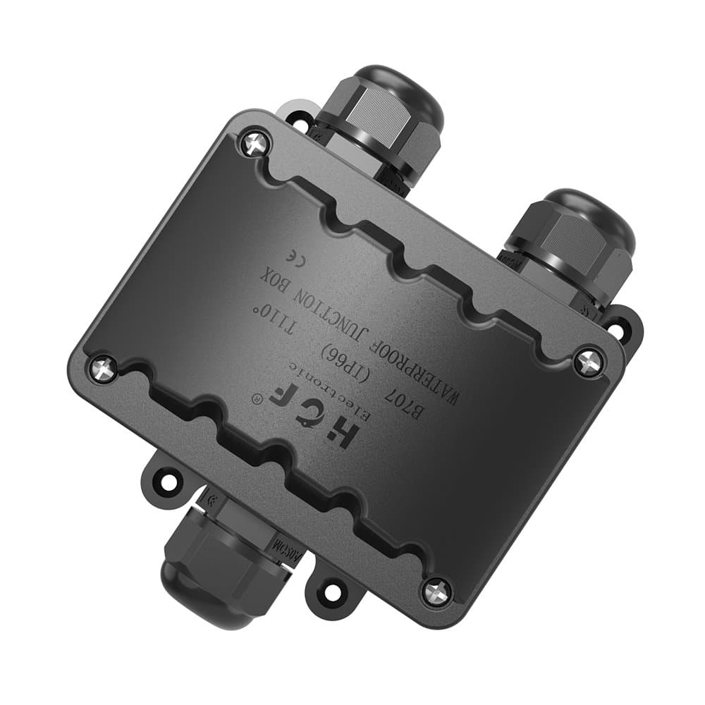 Junction Box Cable Connector,Larger 3-Way Junction Box Outdoor Lighting Connector IP66 Waterproof - Black Electrical External Coupler, M20 Cable Gland 9mm-14mm(ABS+PVC) (Black)