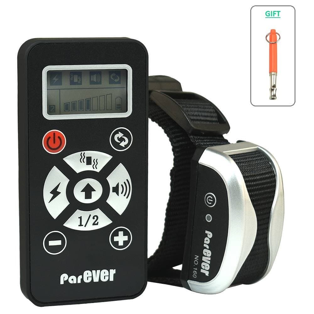 ParEver 800 Yard Remote Controlled Dog Shock Collar with Automatic/Safe Electric Shock/Vibration/Beep Waterproof and Rechargeable Dog Training Collar with Bonus Dog Ultrasonic Whistle