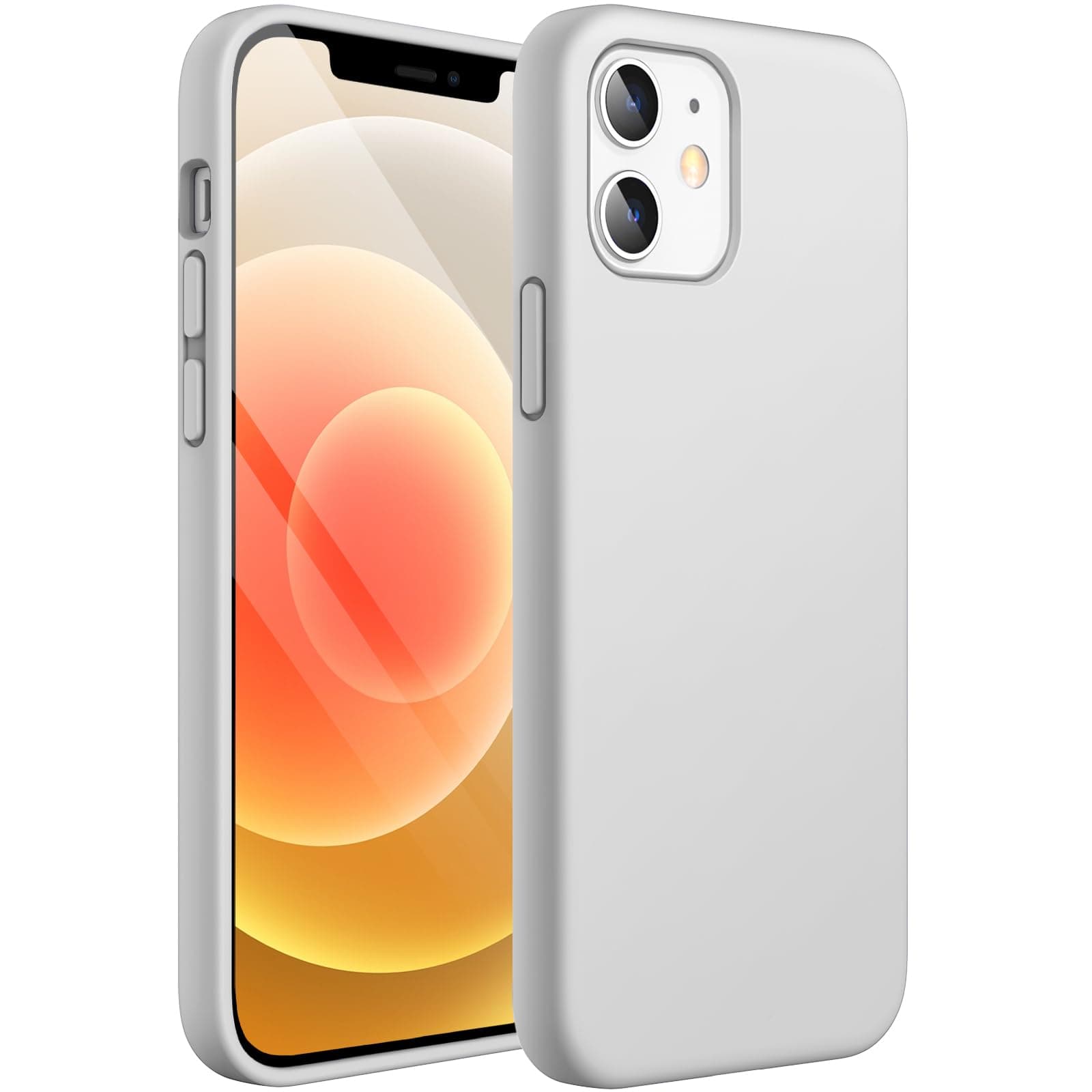 JETechSilicone Case for iPhone 12/12 Pro 6.1-Inch, Silky-Soft Touch Full-Body Protective Phone Case, Shockproof Cover with Microfiber Lining (Silver)