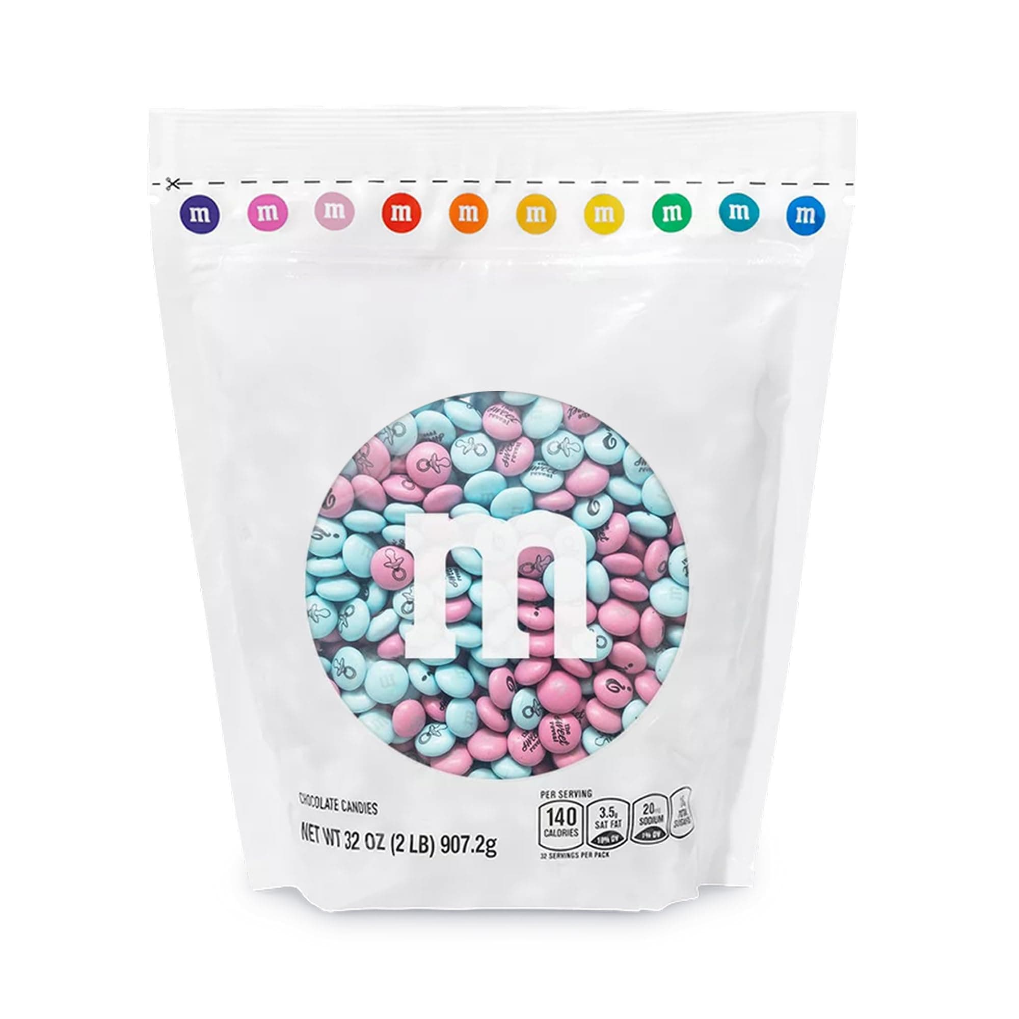 M&M'S World Gender Reveal Milk Chocolate Candy 2lb Bag with Light Blue and Pink M&M'S for Baby Showers Gender Reveal Parties and New Baby Favors