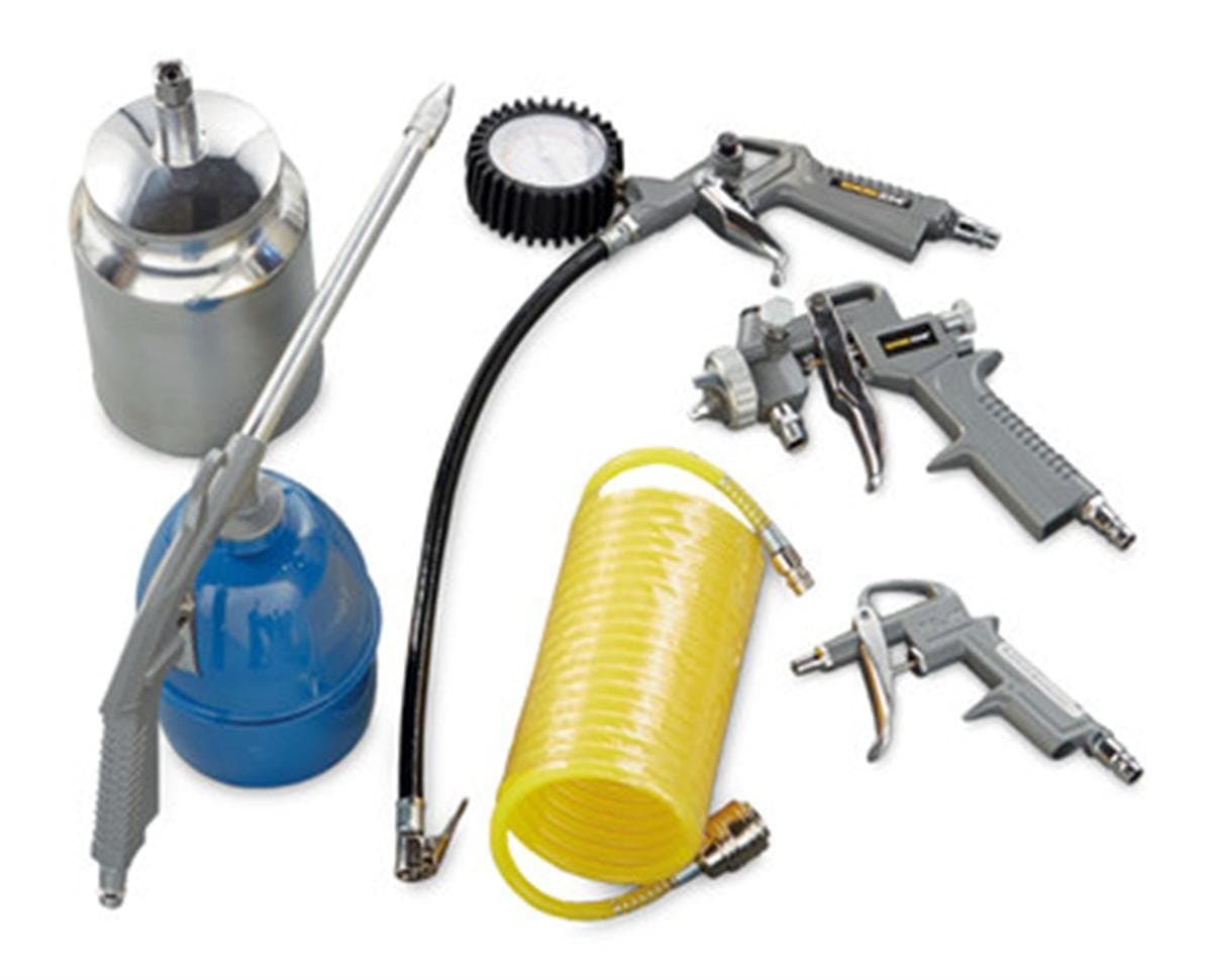 Workzone Compressor Air Accessories Kit Gun Hose Gravity Spray Tyre Inflator