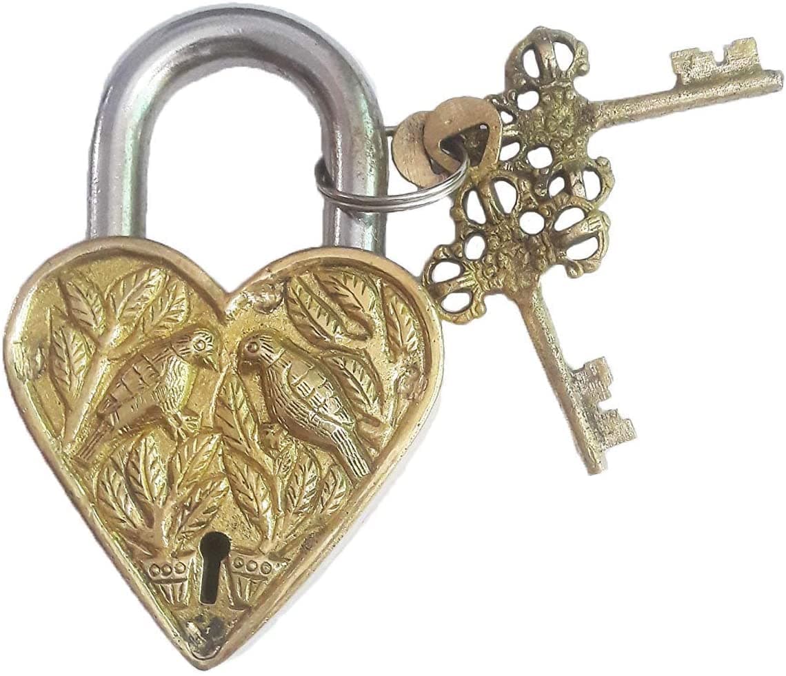 Brass Padlock - Lock with Keys - Working Functional - Brass Made Golden Bird Padlock. (Padlock-01D)