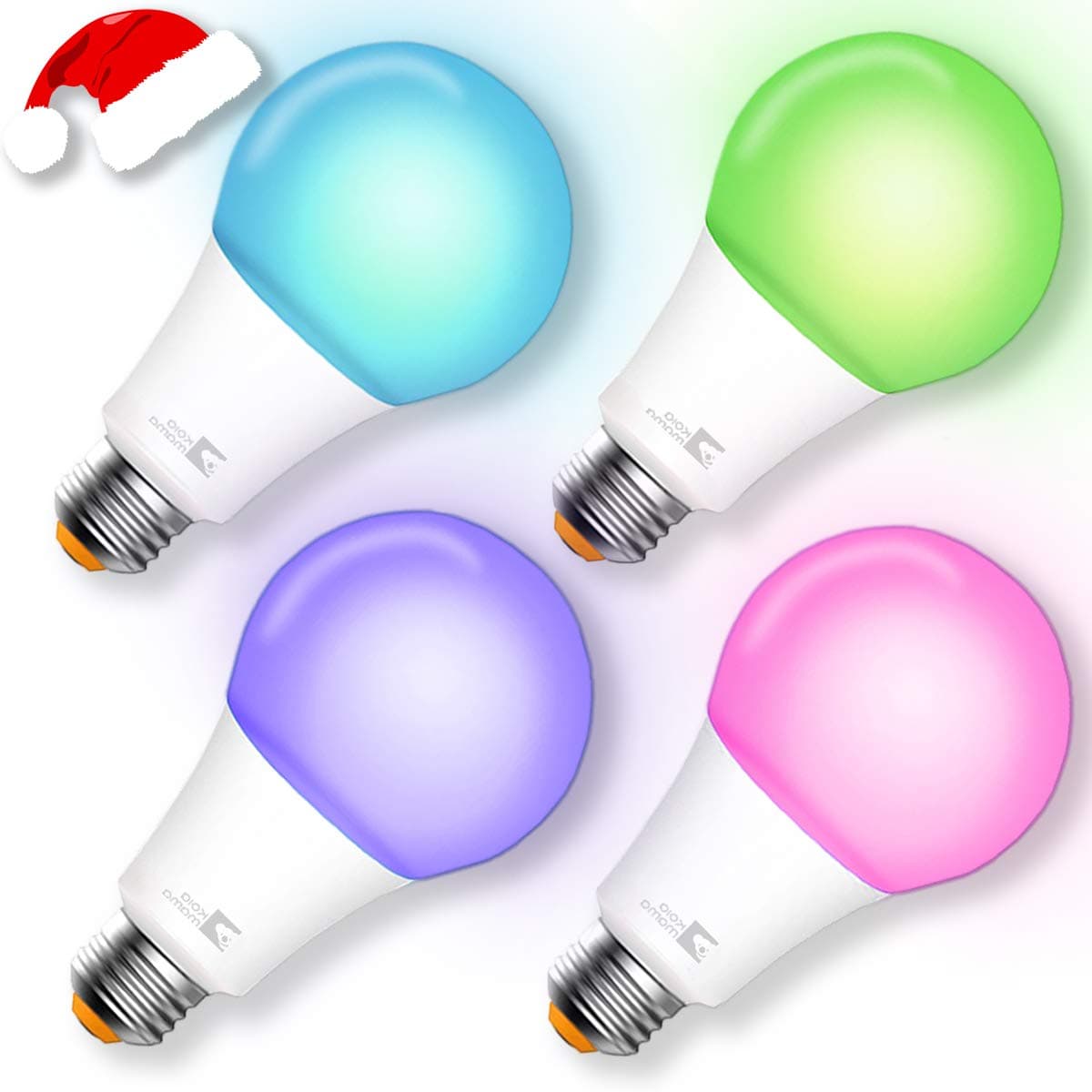 Smart Bulb, A21 Wi-Fi Smart Led Light Bulb (100W Equivalent) Compatible Amazon Alexa Google Home,App&Voice Controlled Party Bulbs Color Changing Dimmable Night Light Wake Up Lights(e26/e27) - 4 Pack