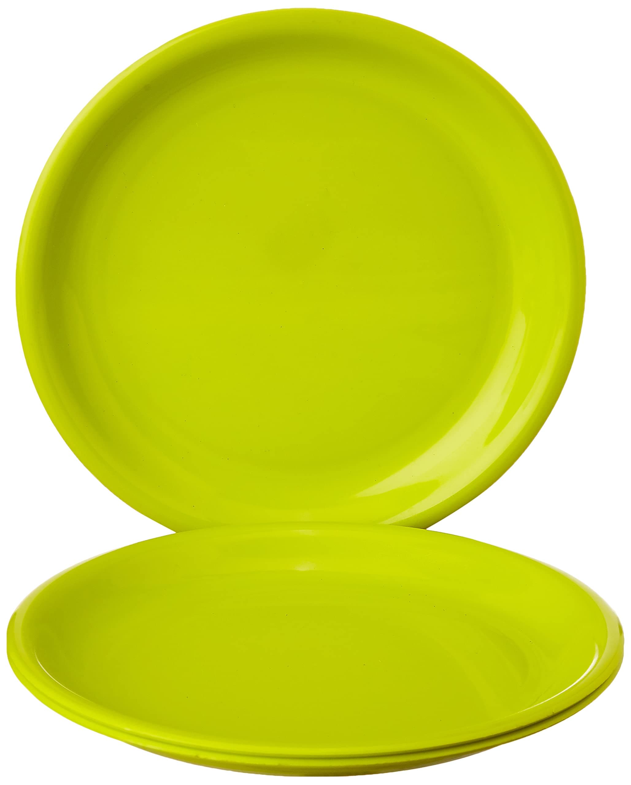 Kuber Industries Small Round 3 Pieces Unbreakable Plastic Microwave Safe Dinner Plates (Green) - CTKTC034836