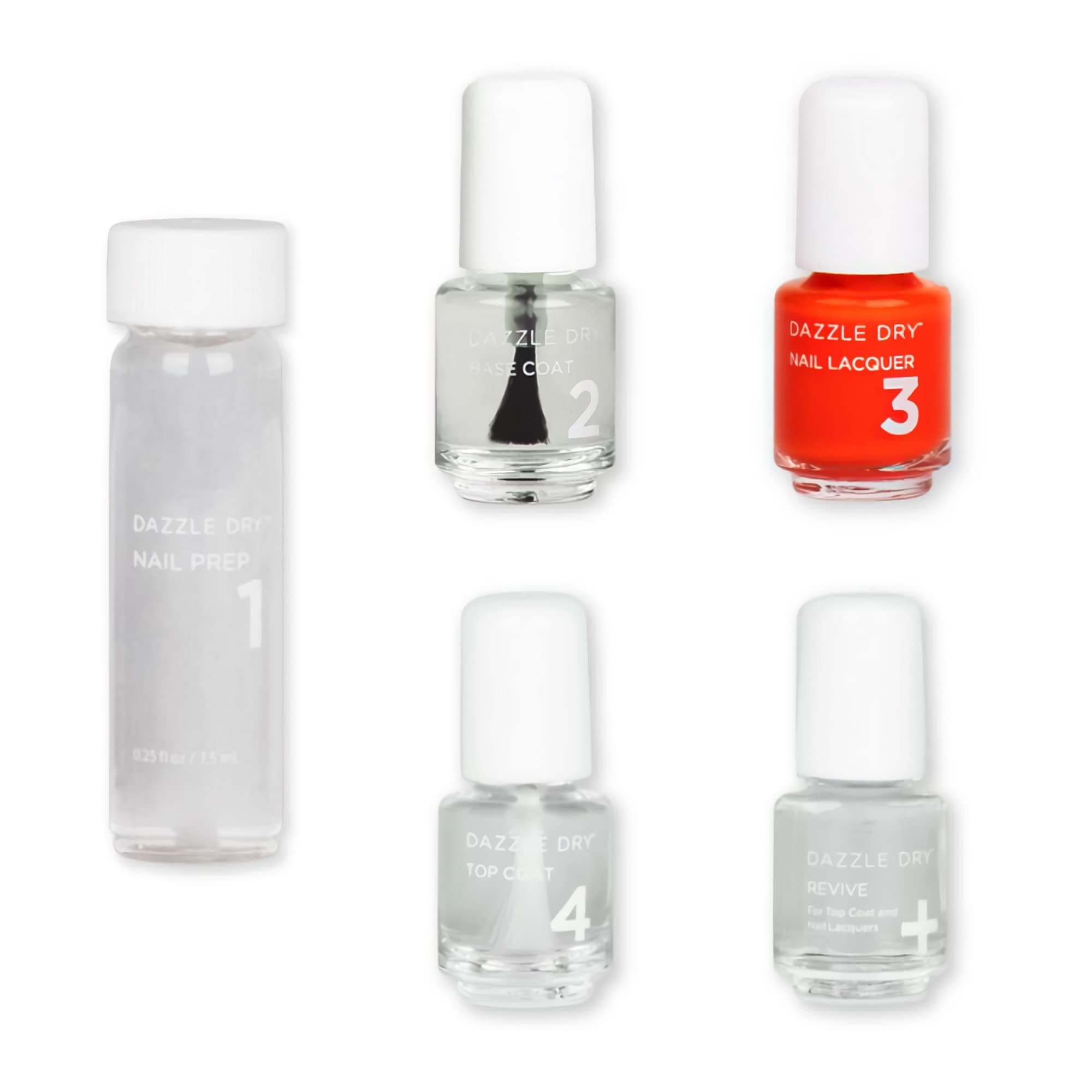 Mini Kit 4 Step System - Red Hot Chili, a bright and orangey red. Full coverage cream. (5 Piece Kit / 5 Manicures)