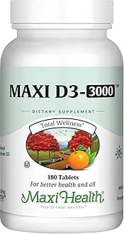 Vitamin D3 3000 IU 75 mcg Vitamin D Supplement for Healthy Bones, Teeth, Immune Support - VIT D3 Supplement Easy to Swallow Non-GMO, Supplement for Men and Women – Kosher (180 Tablets)