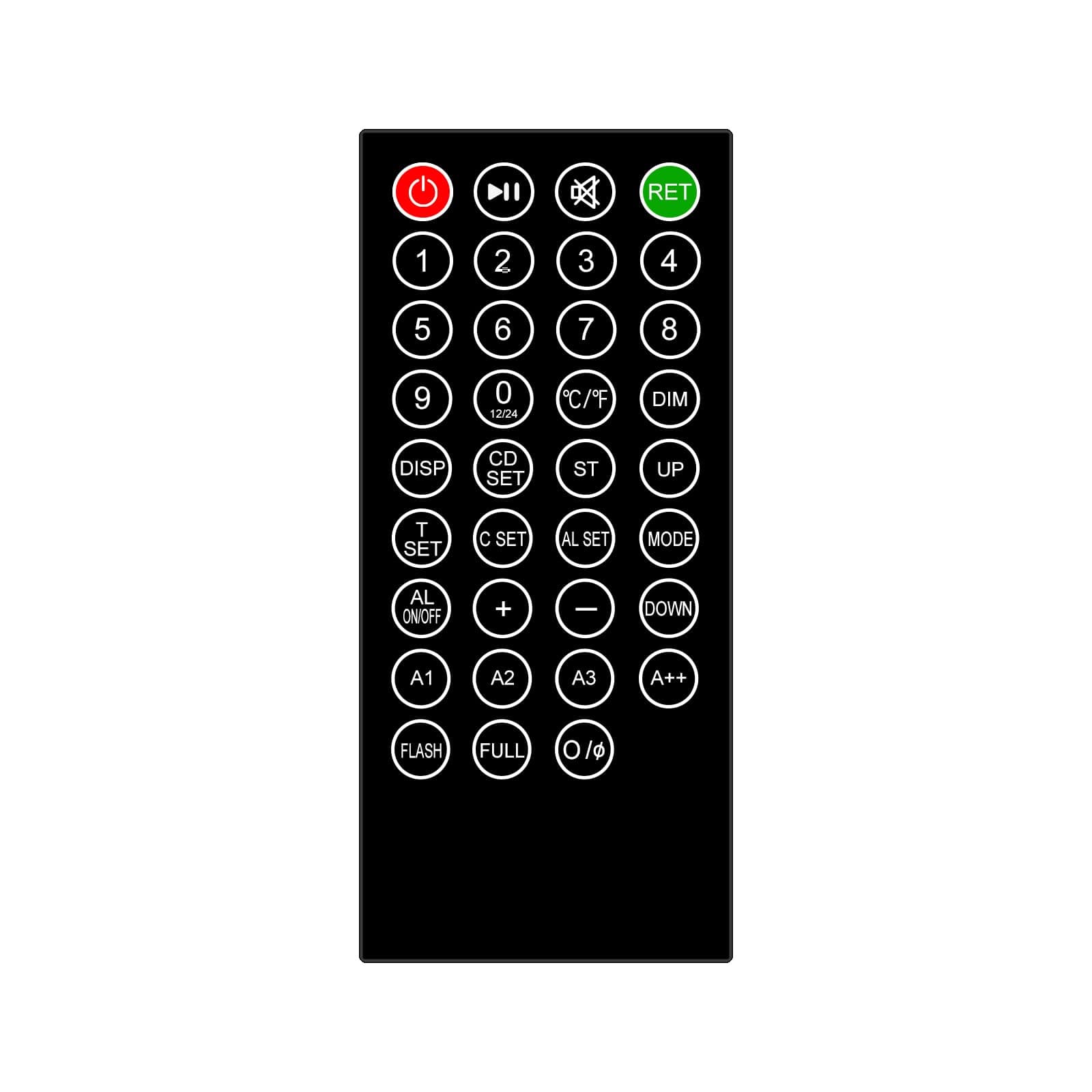 Remote Control for CH3386/CH3387/CH3389 Series LED Digital Wall Clock