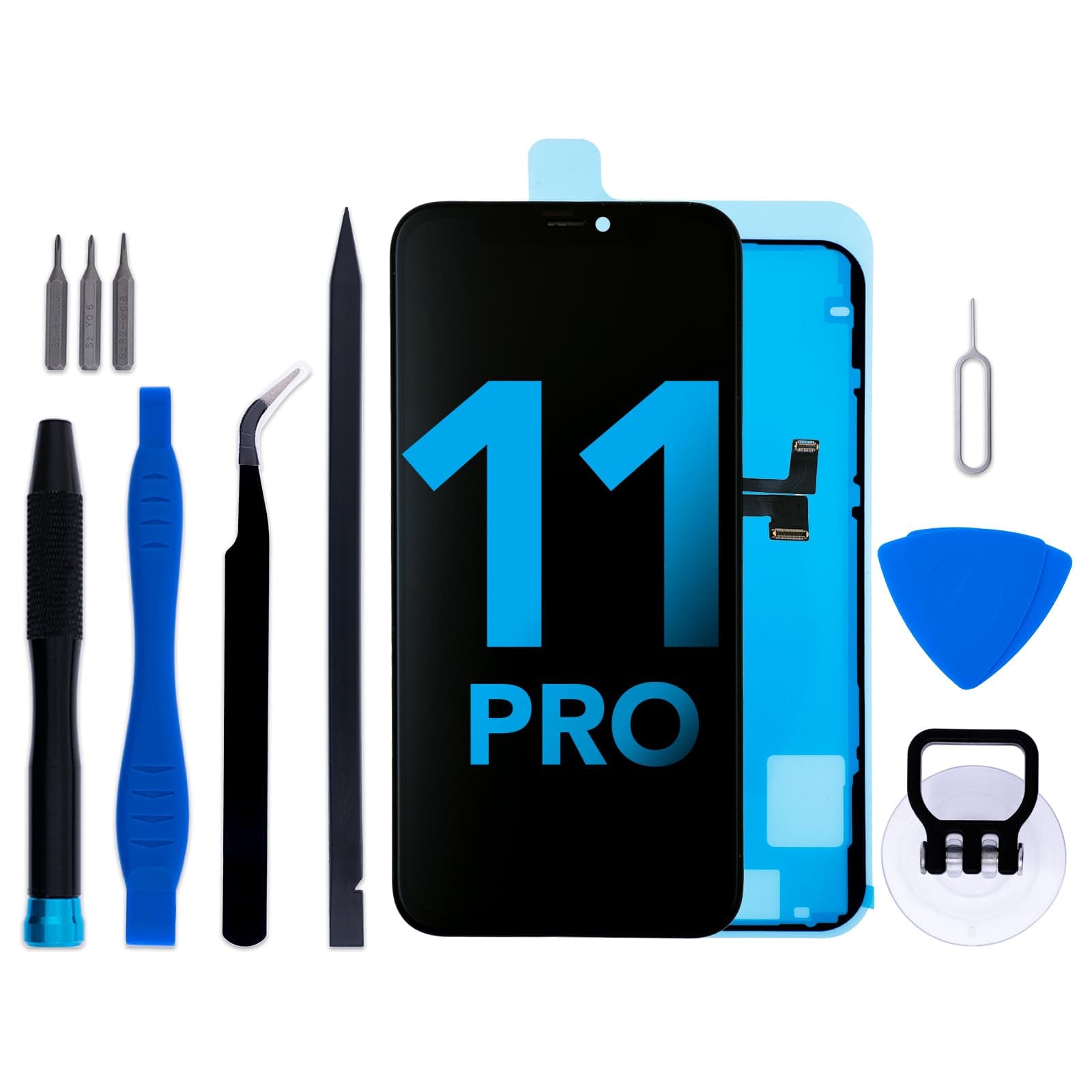 for iPhone 11 Pro Screen Replacement Kit, 5.8" LCD Display 3D Touch Digitizer Assembly with Repair Tools and Frame Adhesive (Model A2215 A2160 A2217)