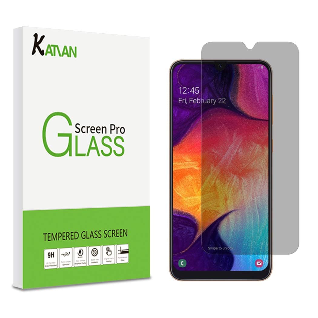 [2 Pack] Samsung Galaxy A50/30 Privacy Screen Protector, KATIAN 9H Hardness [Anti Scratch][Anti-Fingerprint] [Bubble Free] Flim for Samsung Galaxy A40s/A20