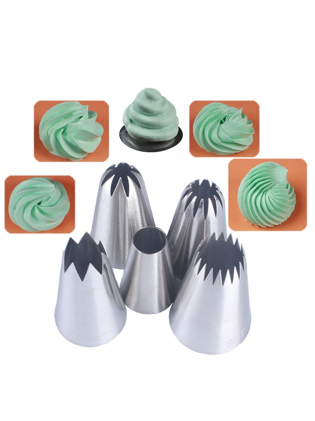 Piping Tips Large Pastry Tips Set,Cake Cream Decorating Tips for Frosting,Icing Piping Nozzle For Cupcakes Cakes Cookies(1A,1C,1E,356,9FT)