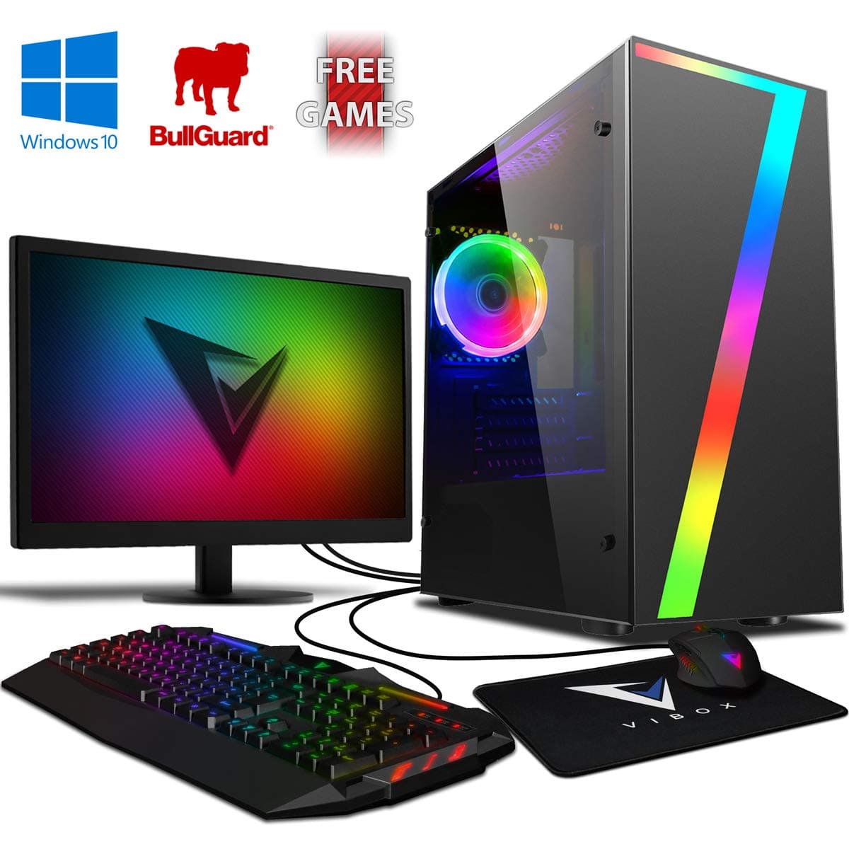 Vibox Gaming PC Computer with 2 Free Games, Windows 10 OS, WiFi, 22" HD Monitor (3.8GHz AMD A6 Dual-Core Processor, Radeon R5 Graphics Chip, 8GB DDR4 2400MHz RAM, 1TB HDD)